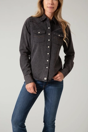 Essential Wardrobe Kimes Ranch Womens Kaycee Denim Black Denim 100% Cotton L/S Shirt