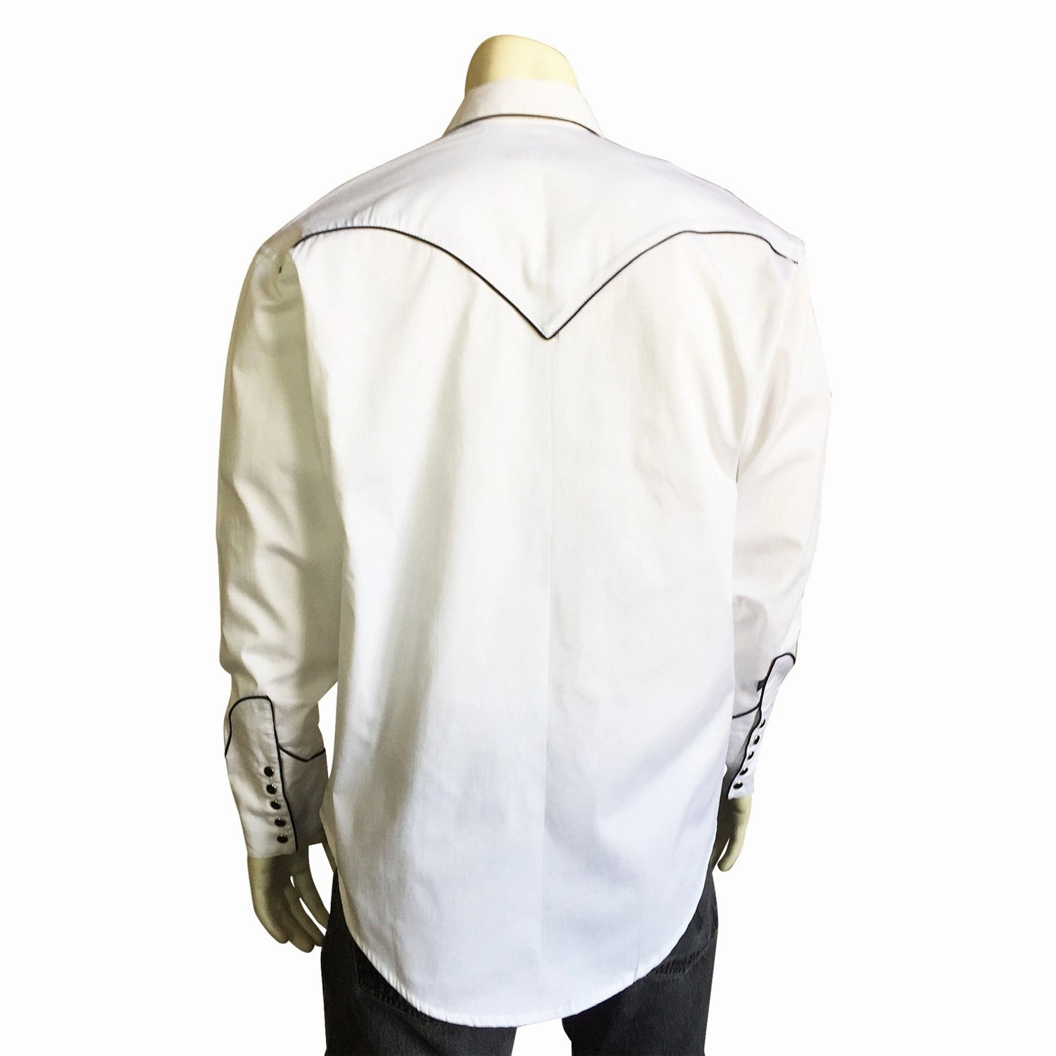 Rockmount Mens White 100% Cotton Signature Smile Pockets L/S Shirt Asymmetrical Cut Comfort Wear