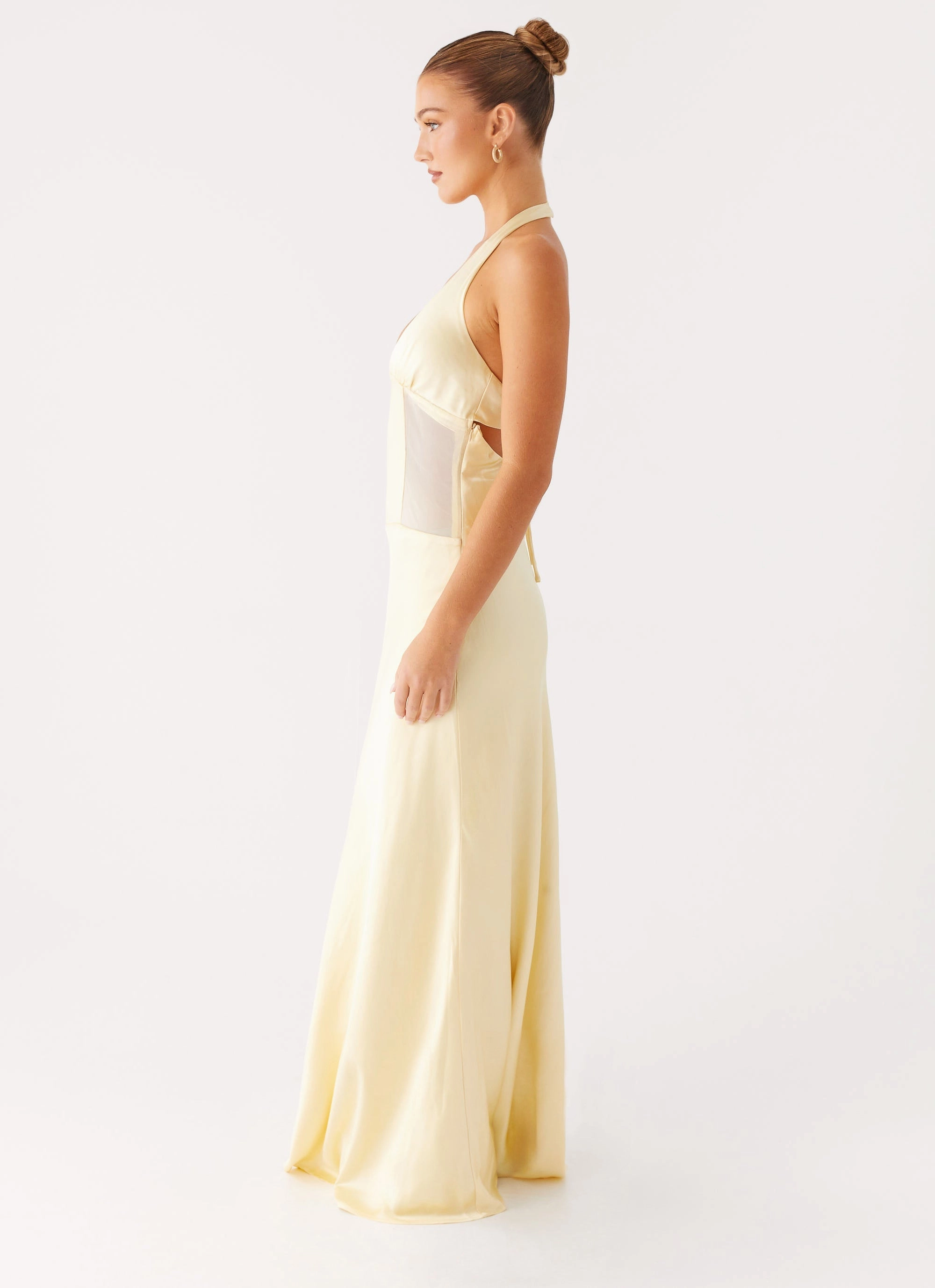 Heavy Coat Ambre Mesh Panel Maxi Dress - Yellow