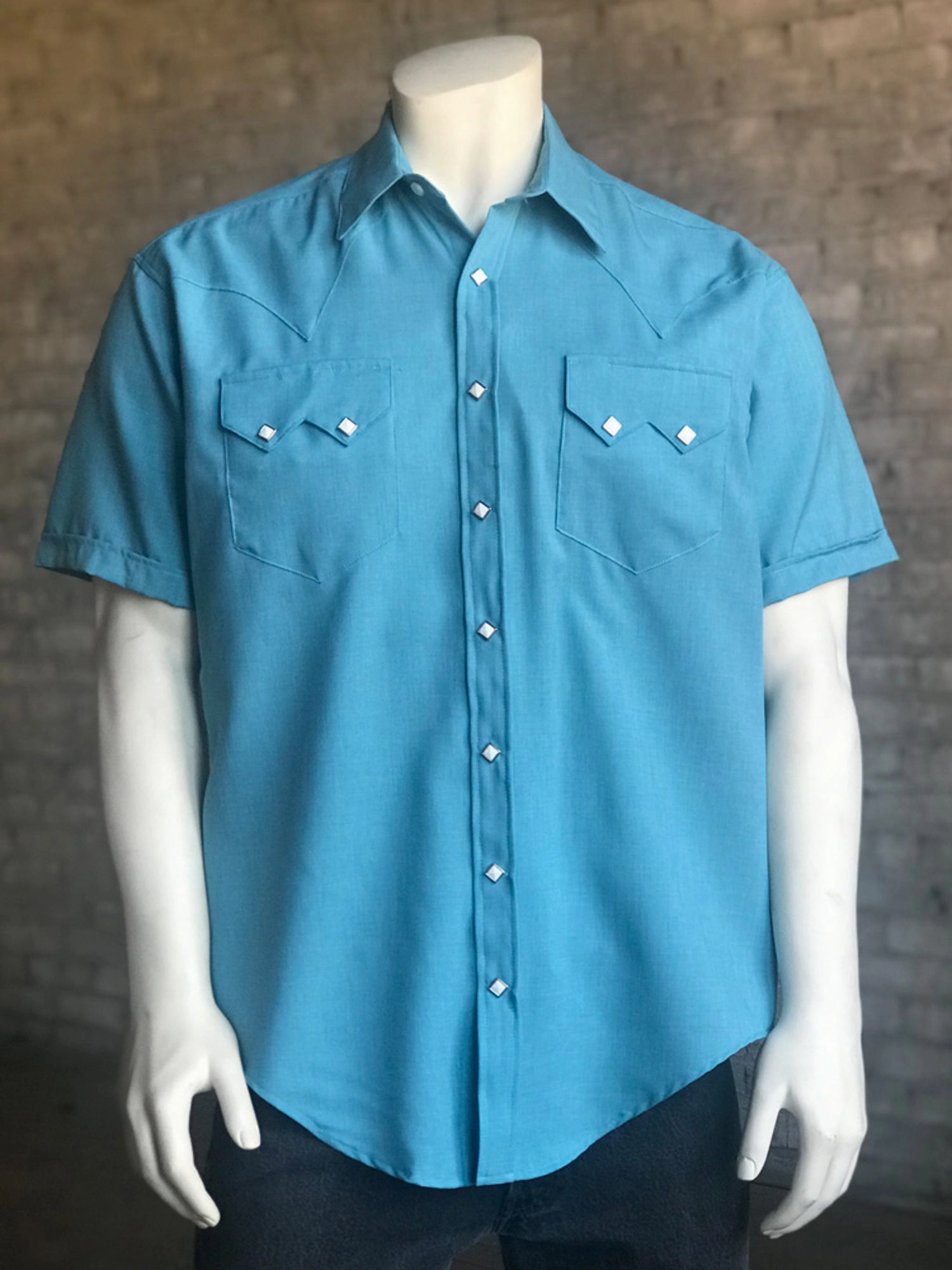 Rockmount Mens Aqua Polyester UV Protection Western S/S Shirt networking event