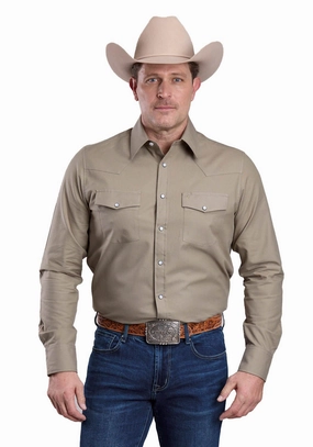 Minimalist Style Airflow Ventilation System Stetson Mens 2768 Soft Oxford Dusty Olive 100% Cotton L/S Shirt