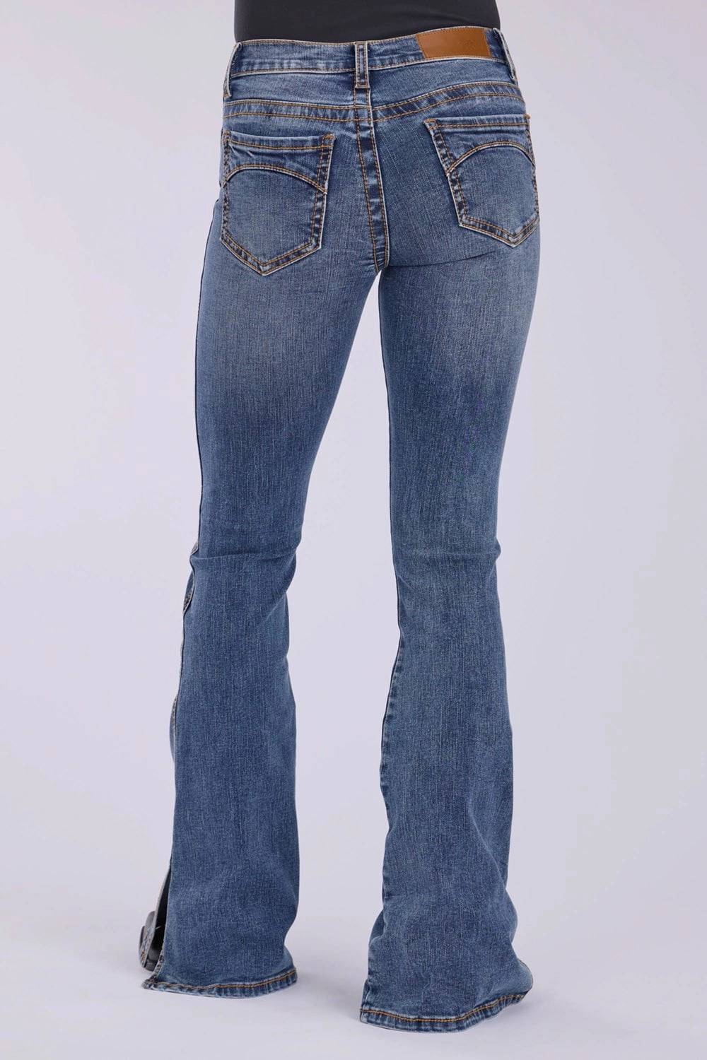 Tin Haul Womens 595 Libby 6in Split Leg Blue Cotton Blend Jeans Cool Essential Modern Comfort