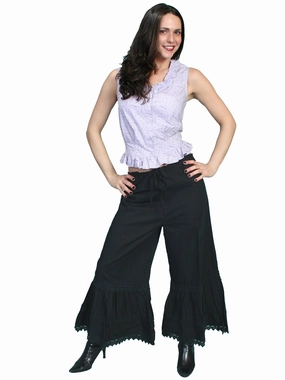 Simple Attire Scully RangeWear Womens Black 100% Cotton Ruffle Crochet Lace Pants Bloomers