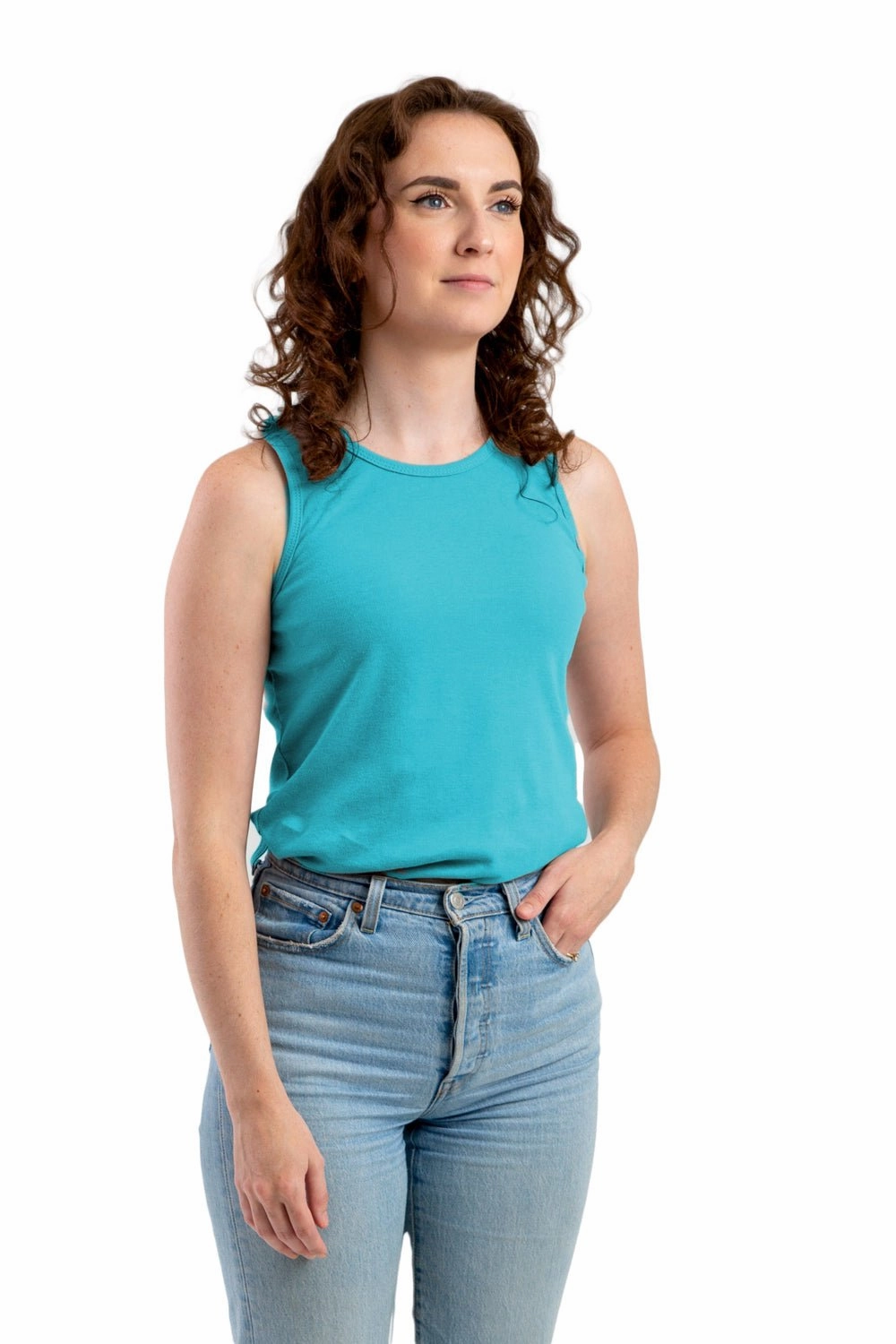 Lightweight Construction Seasonal Fashion Berne Scuba Blue Cotton Blend Womens Performance Tank S/L