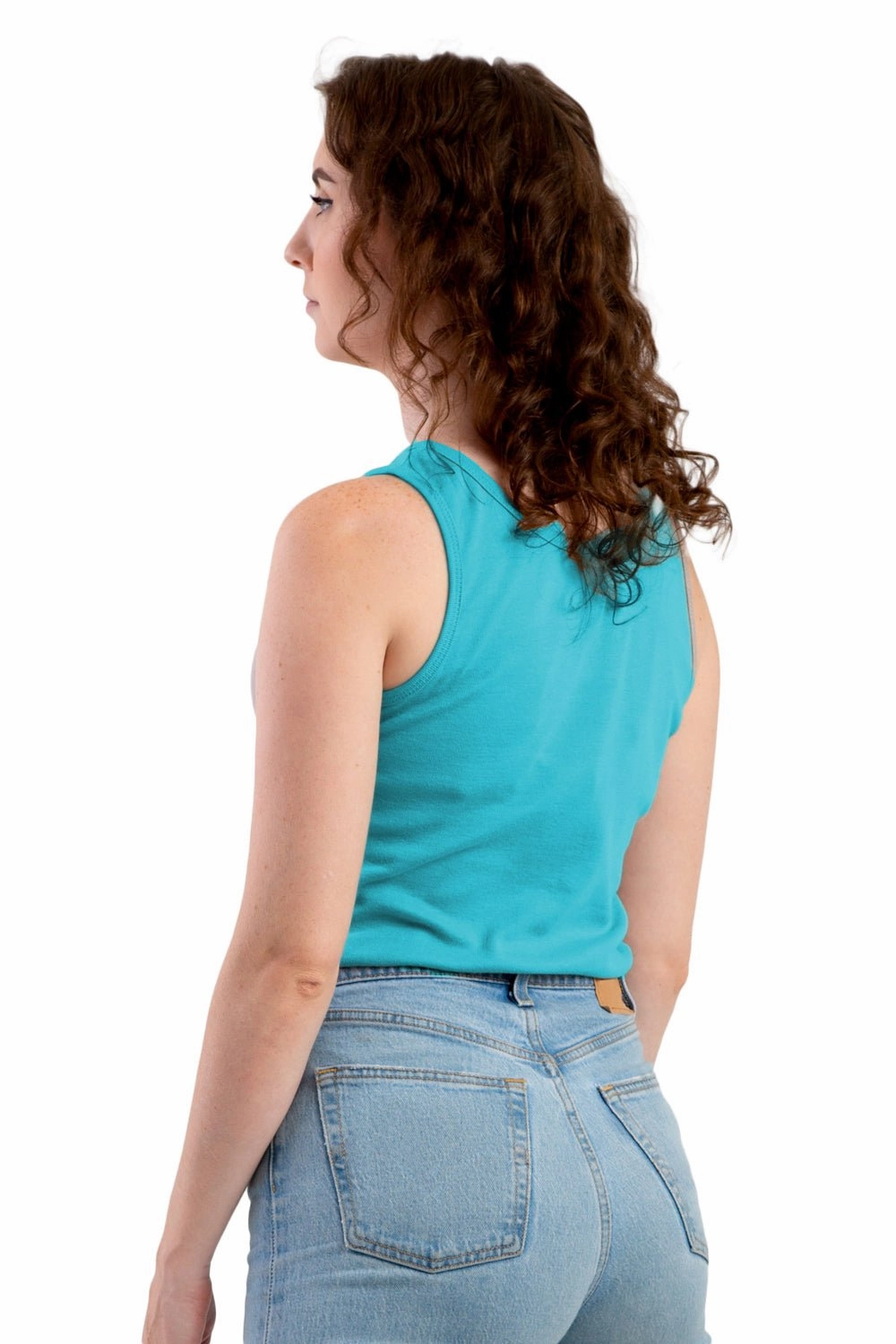 Berne Scuba Blue Cotton Blend Womens Performance Tank S/L Reinforced Hems