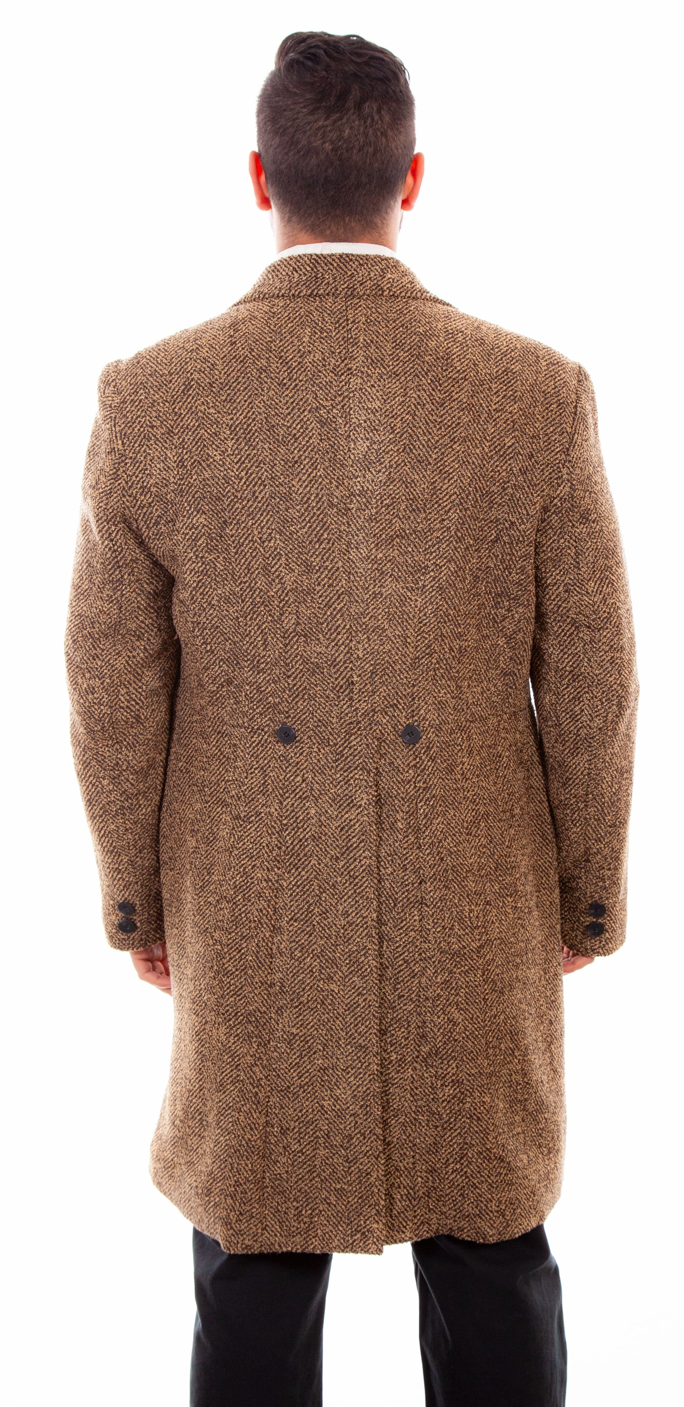 Taped Seams Wahmaker Mens Brown 100% Wool Herringbone Pile Coat