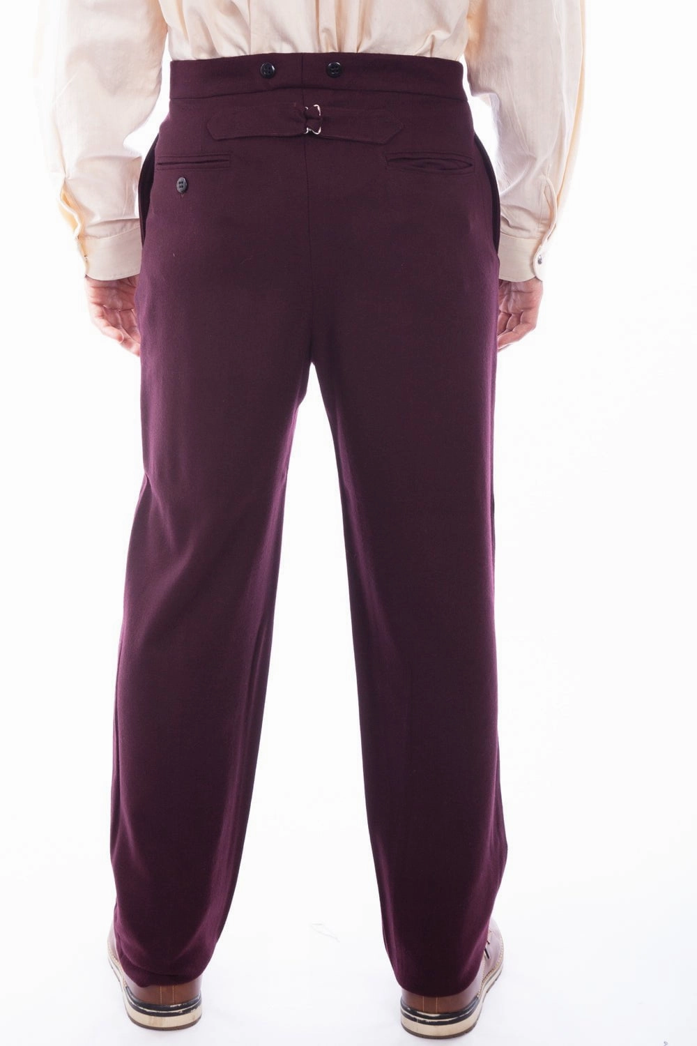 Wahmaker Mens Burgundy Wool Blend USA Trousers Cozy Touch