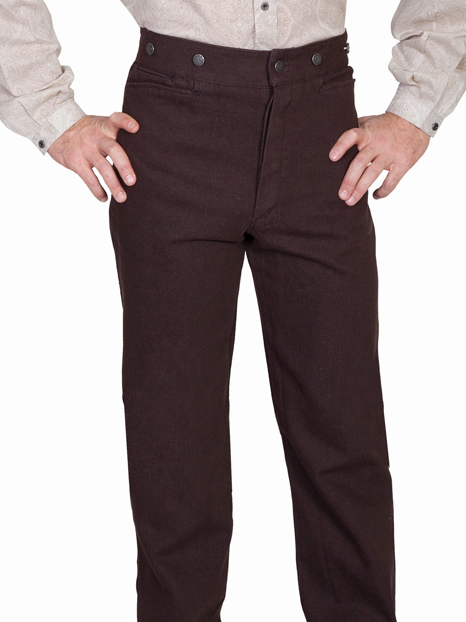 Wahmaker Mens Walnut 100% Cotton Classic Trousers Active Stretch