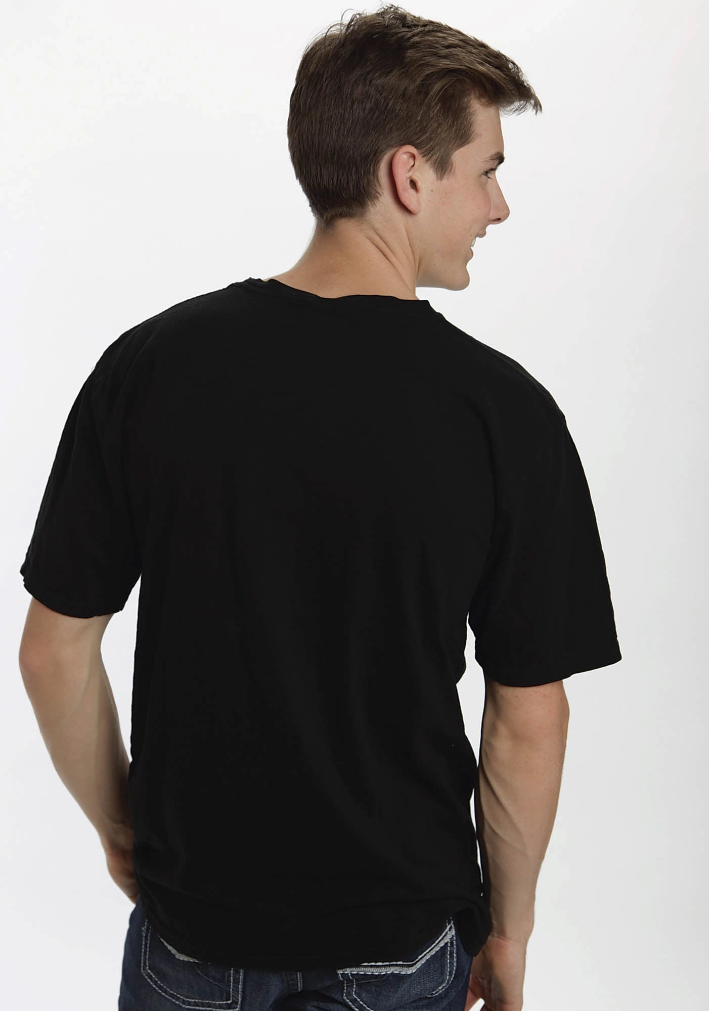 Tagless Labeling Ouray Unisex Black 100% Cotton Plain S/S T-Shirt