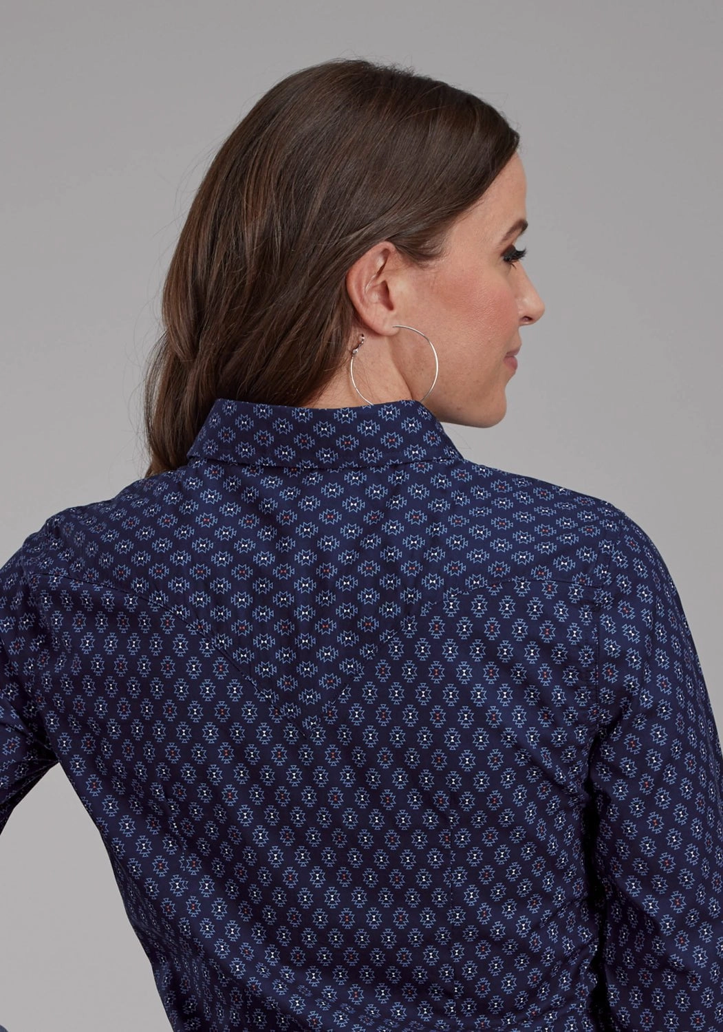 Evening Elegance Easy Styling Roper Womens 2177 Aztecs Blue 100% Cotton L/S Shirt