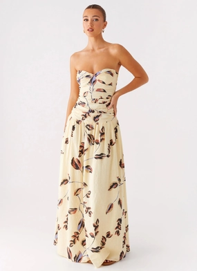 Comfortable Layer Rhea Ruched Maxi Dress - Buttercream Bliss