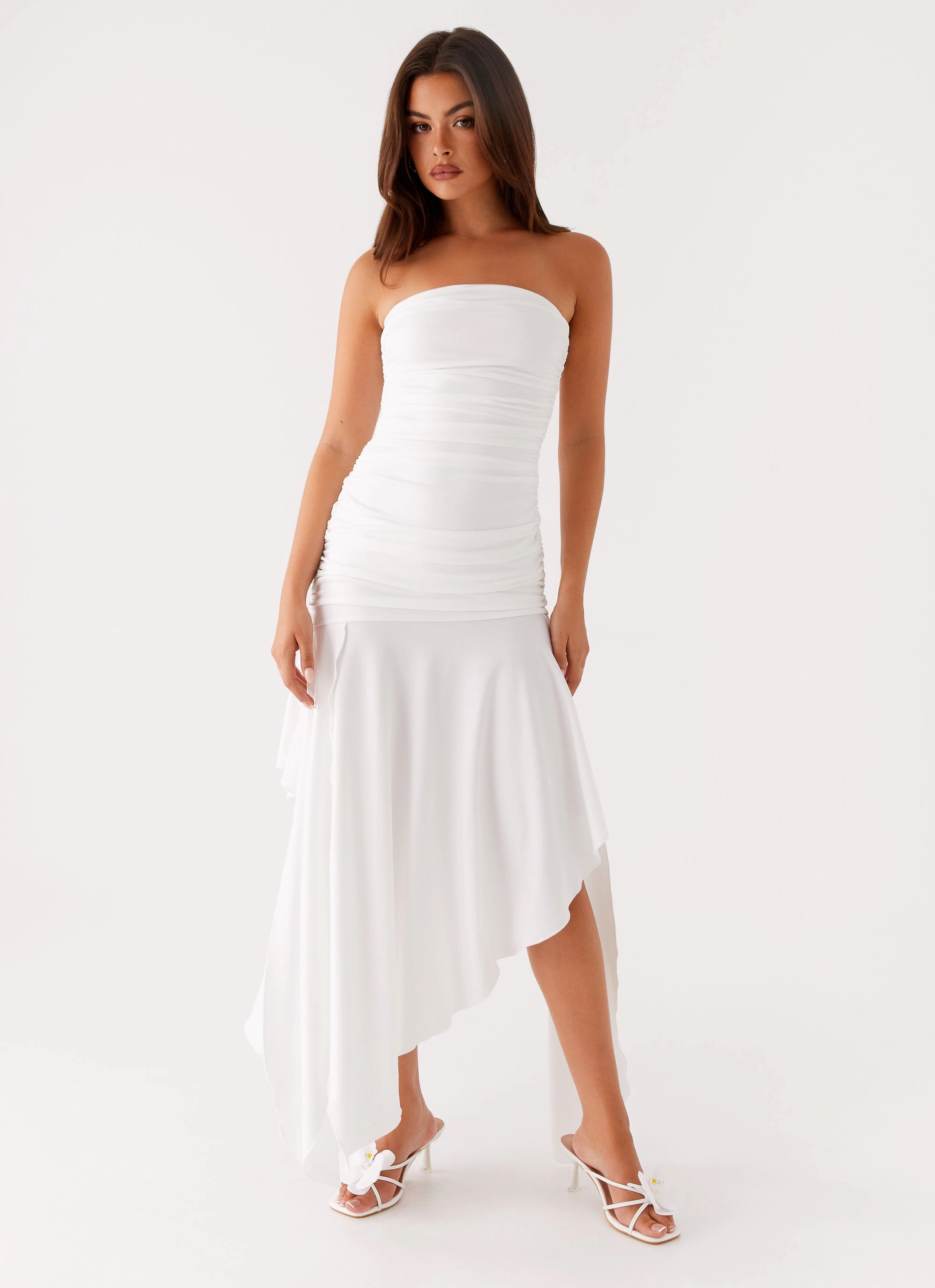 Ora Strapless Maxi Dress - White Functional Pocket