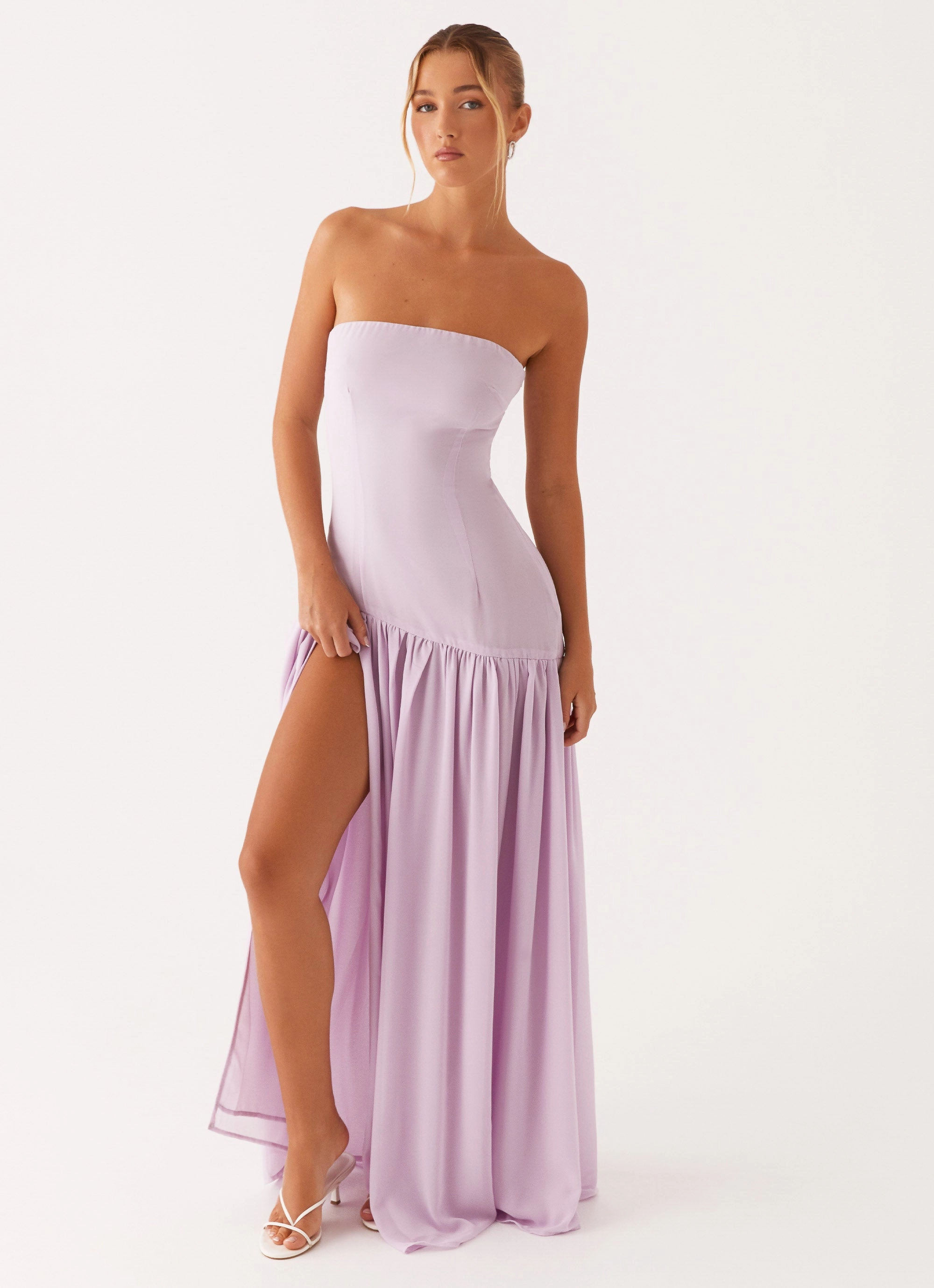 Side-Pocket Eden Strapless Maxi Dress - Lilac