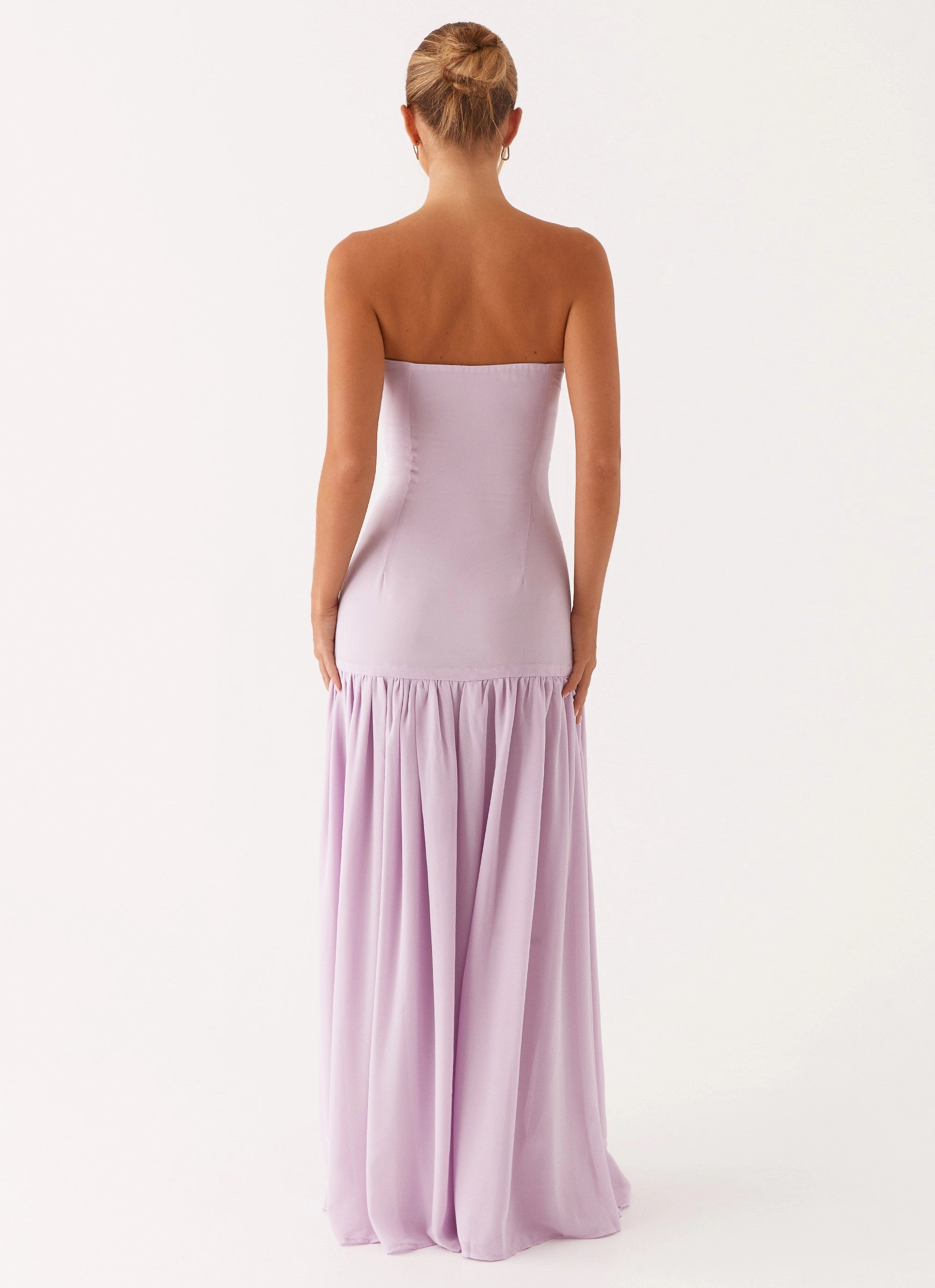 Trendy Outerwear Winter Ready Eden Strapless Maxi Dress - Lilac
