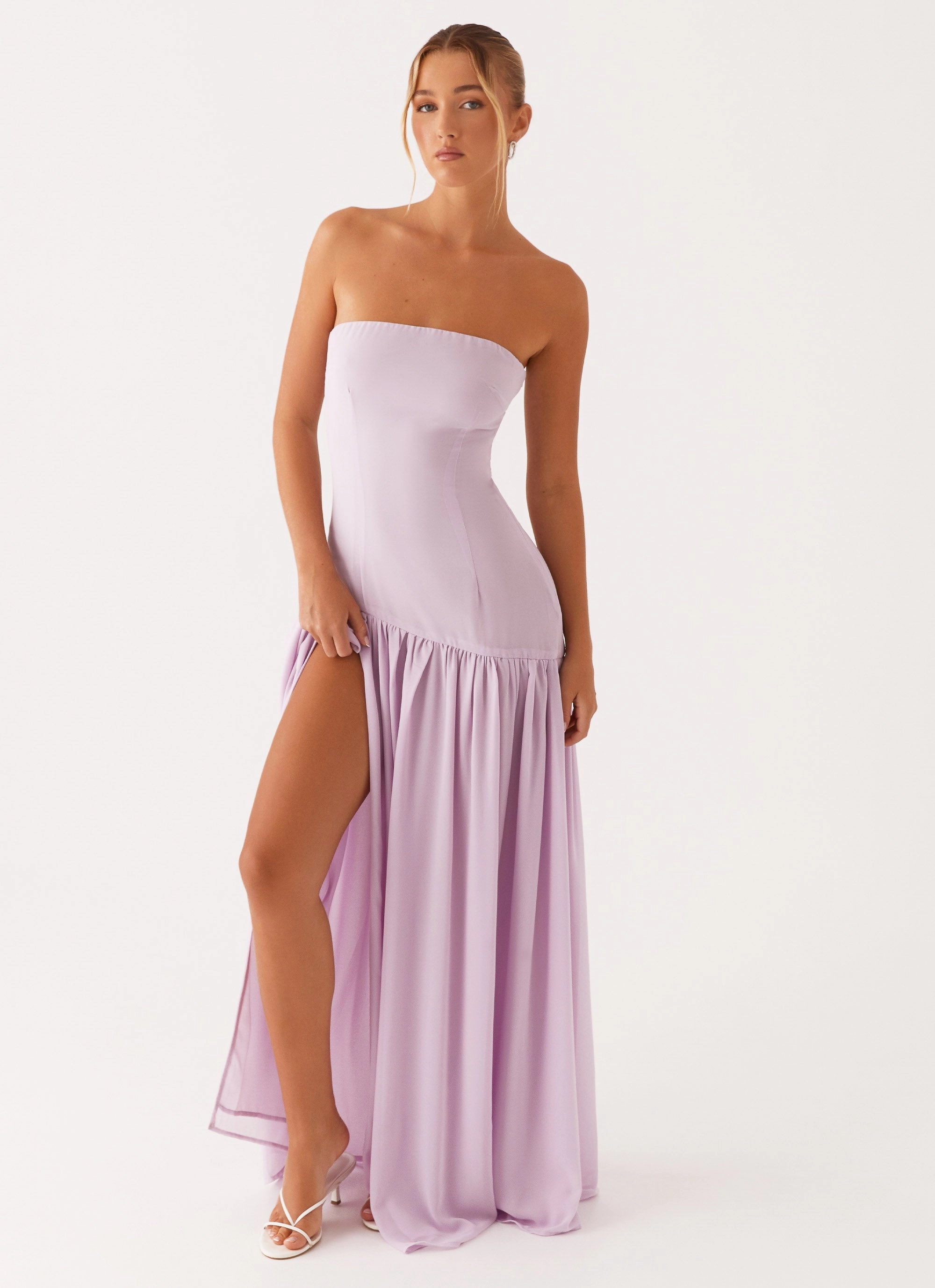Eden Strapless Maxi Dress - Lilac Padded Fashion Wear Versatile Outerwear
