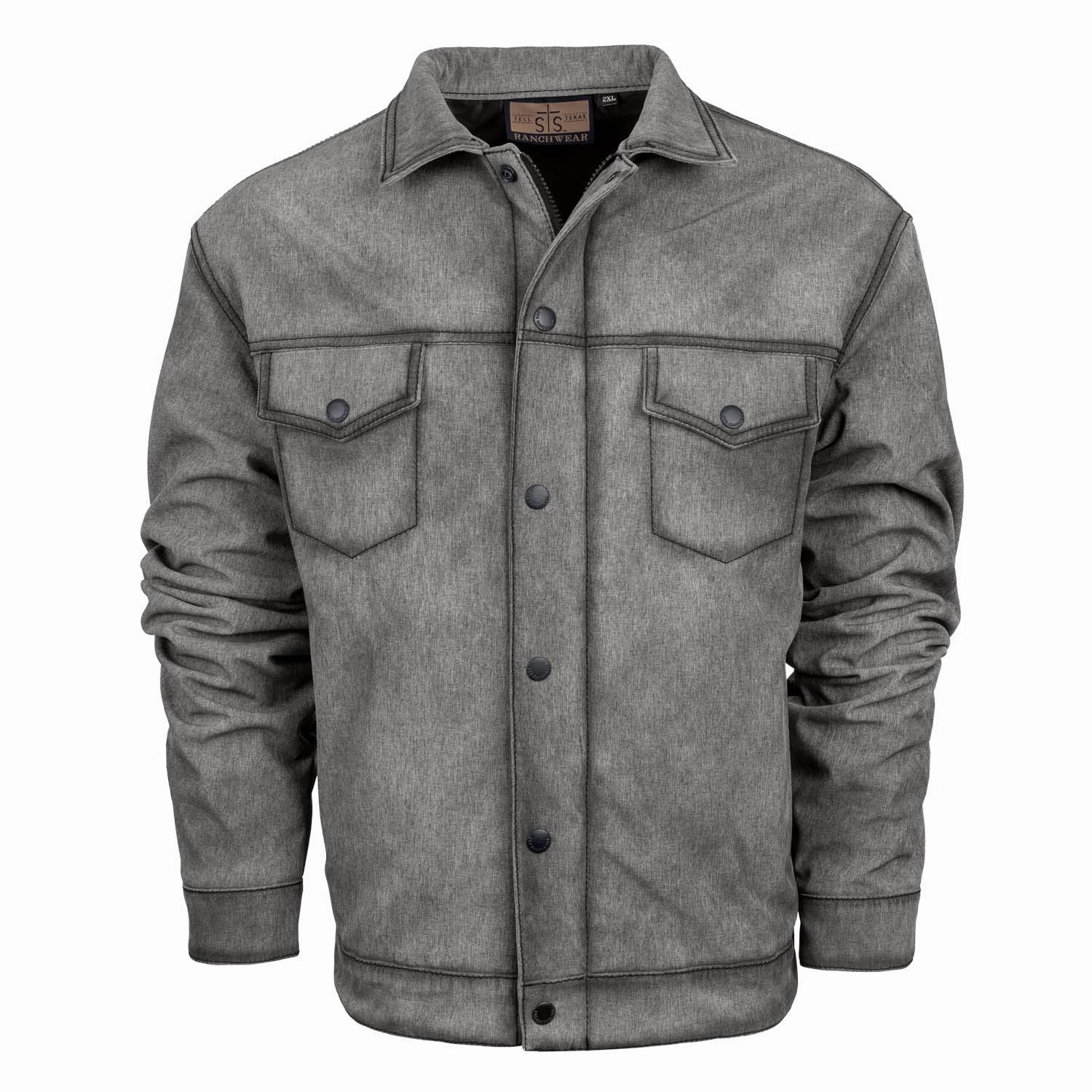 Sporty Layers Abrasion resistant STS Ranchwear Mens Brumby Enzyme Gray 100% Polyester Softshell Jacket