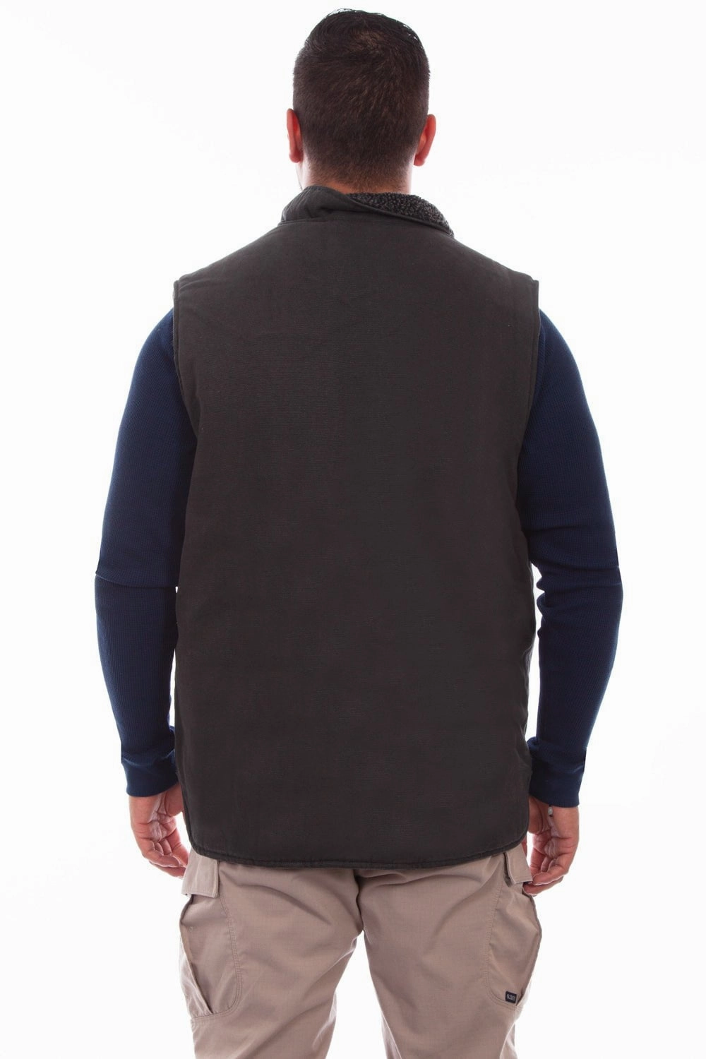 Scully Mens Charcoal 100% Cotton Durable Canvas Vest UV Protective Layer Adjustable Hood System