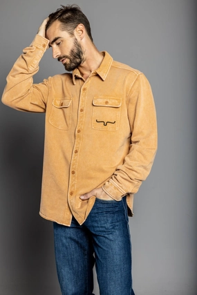 Kimes Ranch Mens Ft Work Shirt Work Wear Brown 100% Cotton Jacket Recycled Material Construction