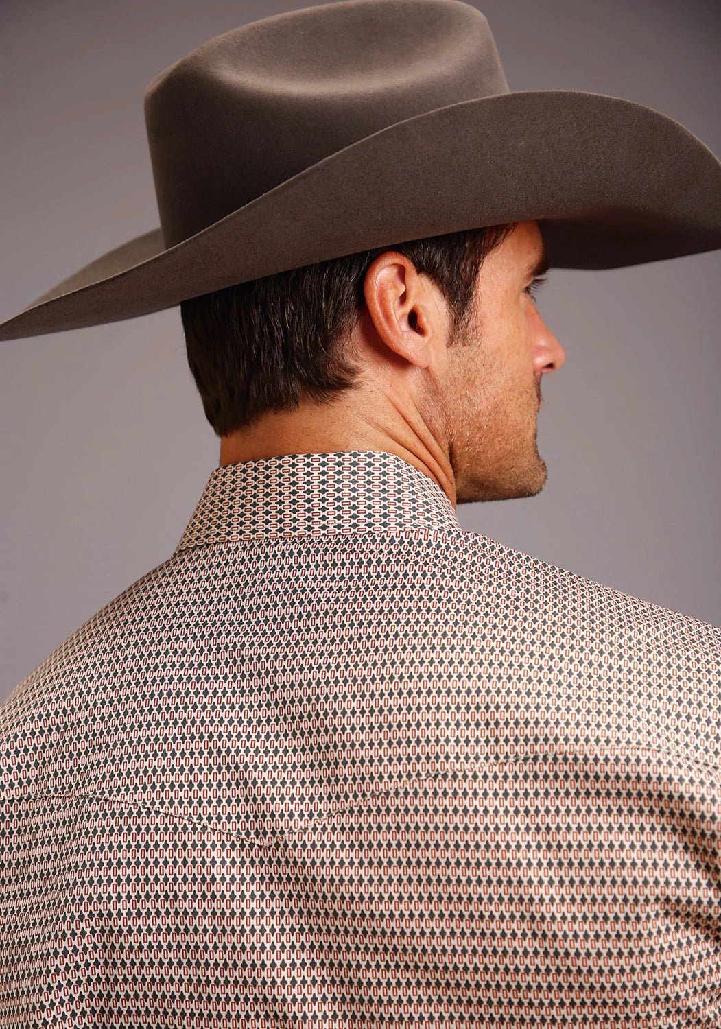 Stetson Mens Cross Geo Blue 100% Cotton Tall L/S Shirt shopping spree