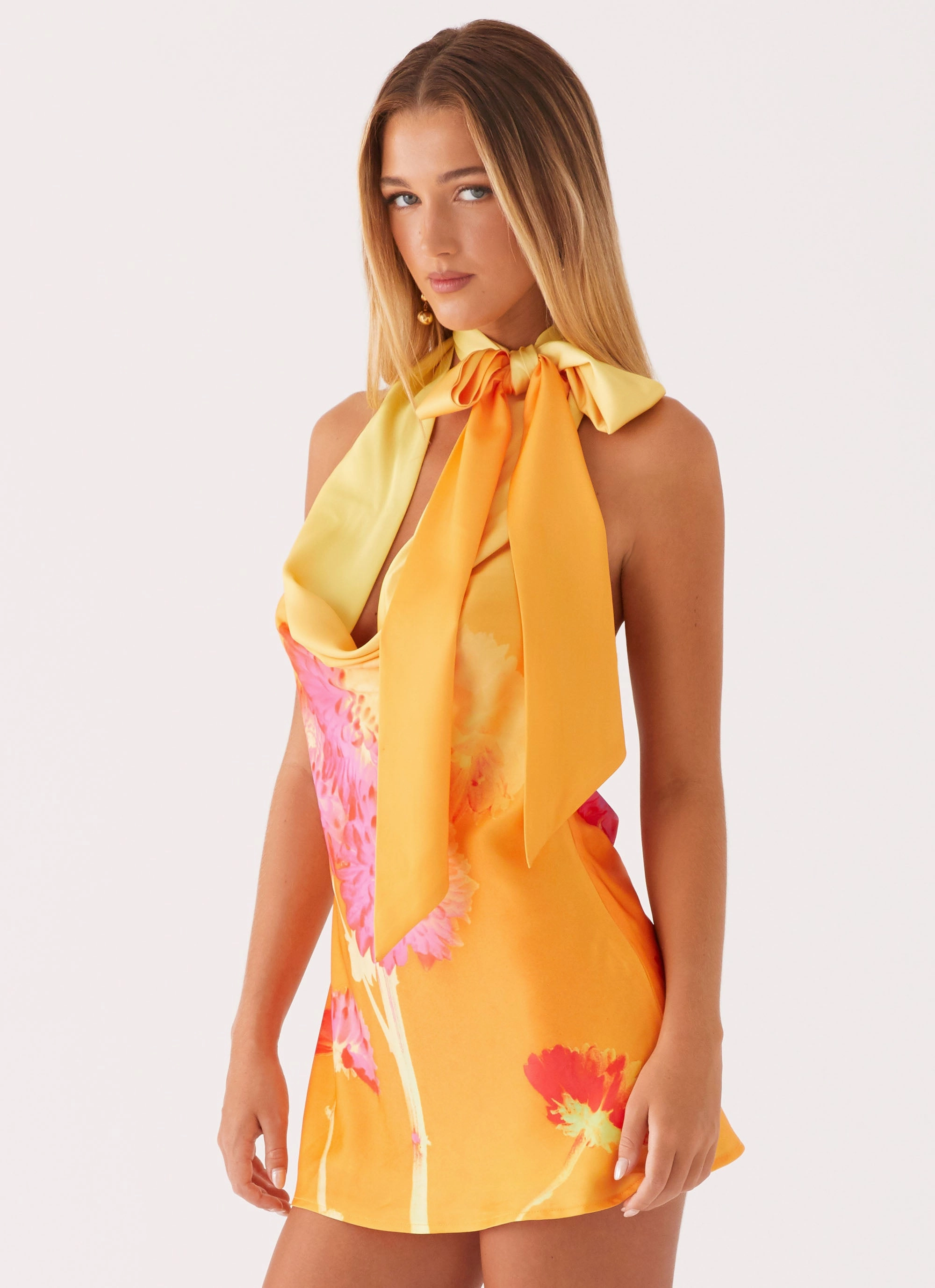 Heidi Mini Dress - Orange Floral Weather-Resistant Outerwear