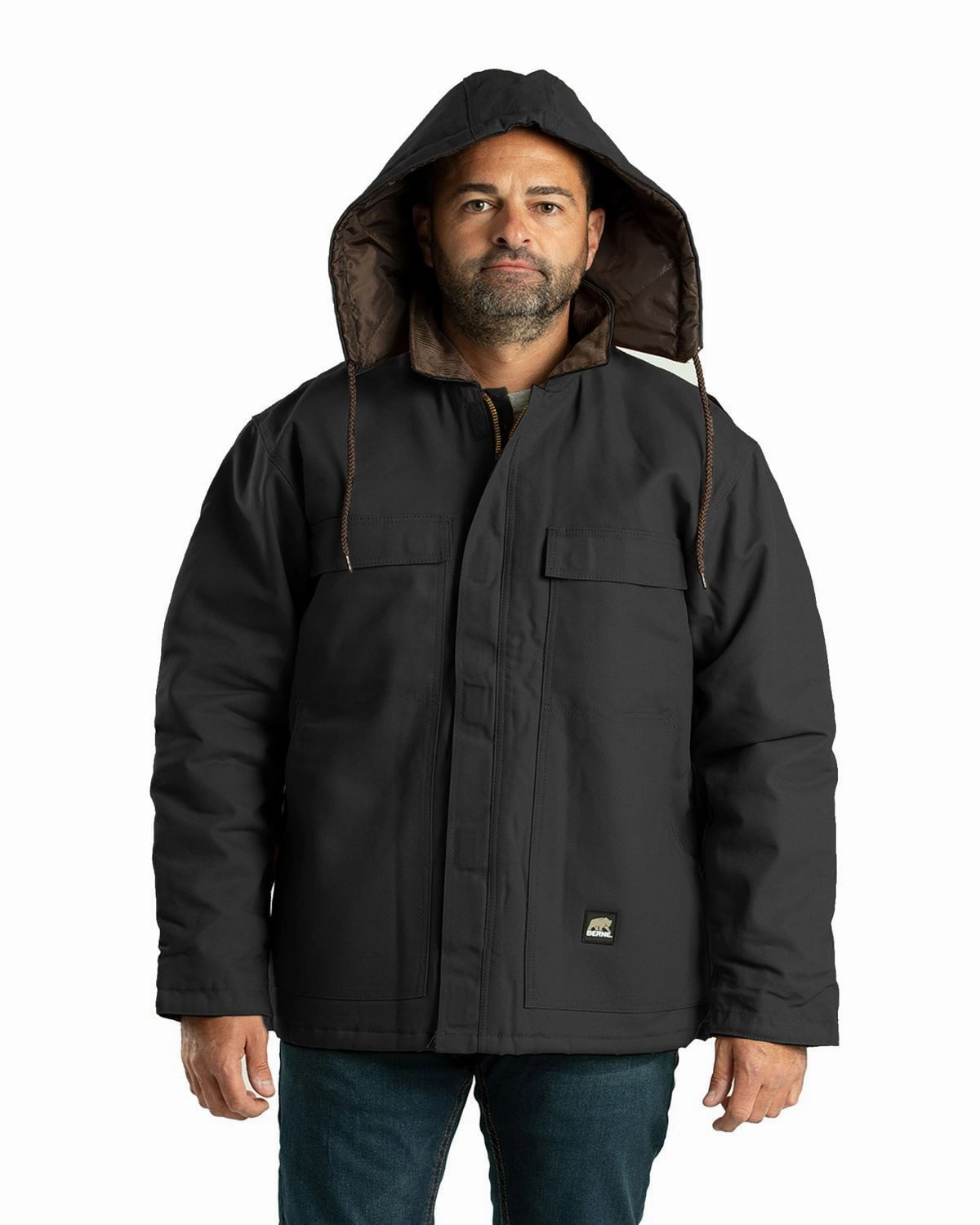 Berne Apparel Mens Heritage Duck Black 100% Cotton Chore Jacket Refined Style