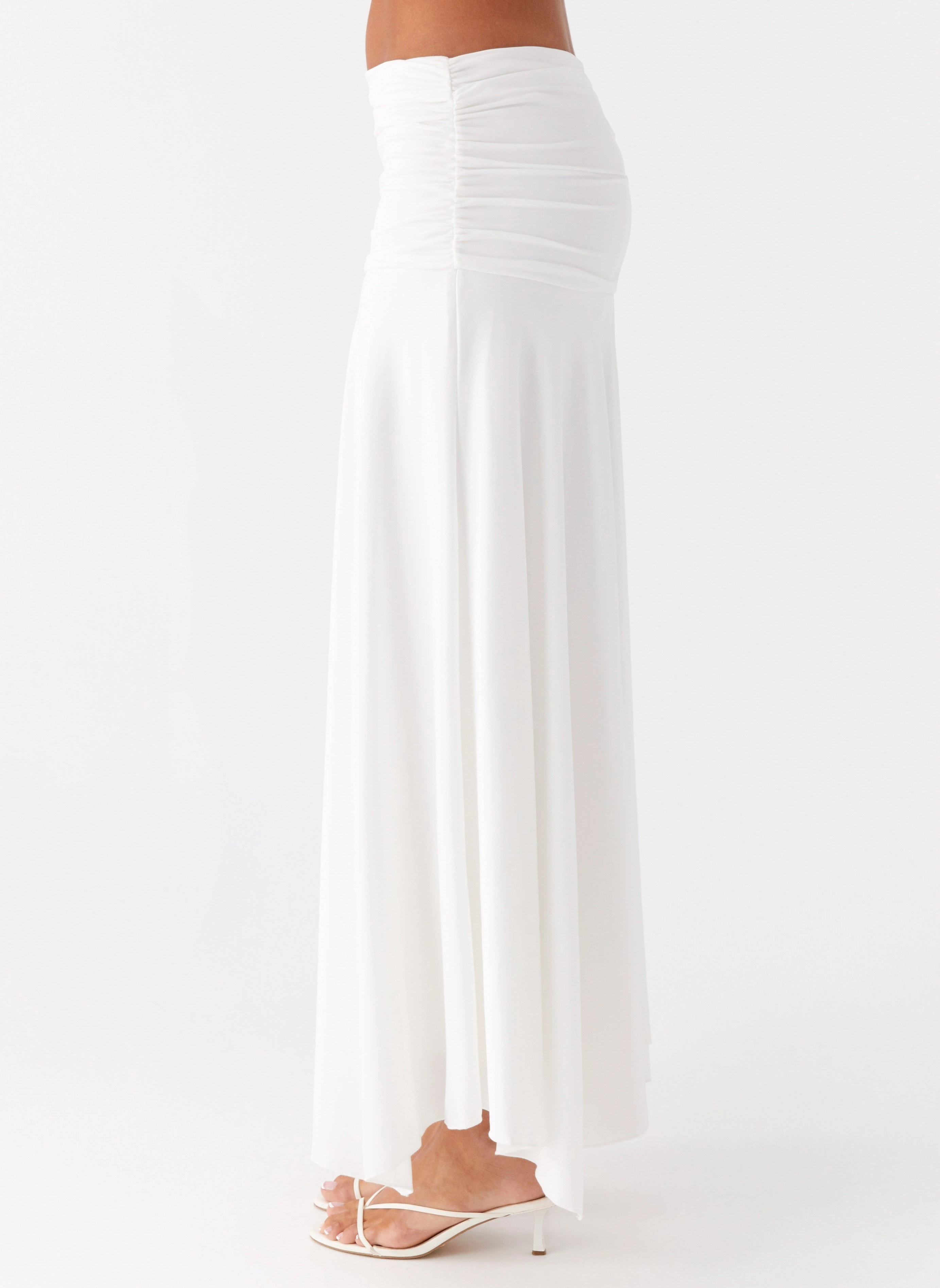 Soft Combo Liana Ruched Maxi Skirt - White