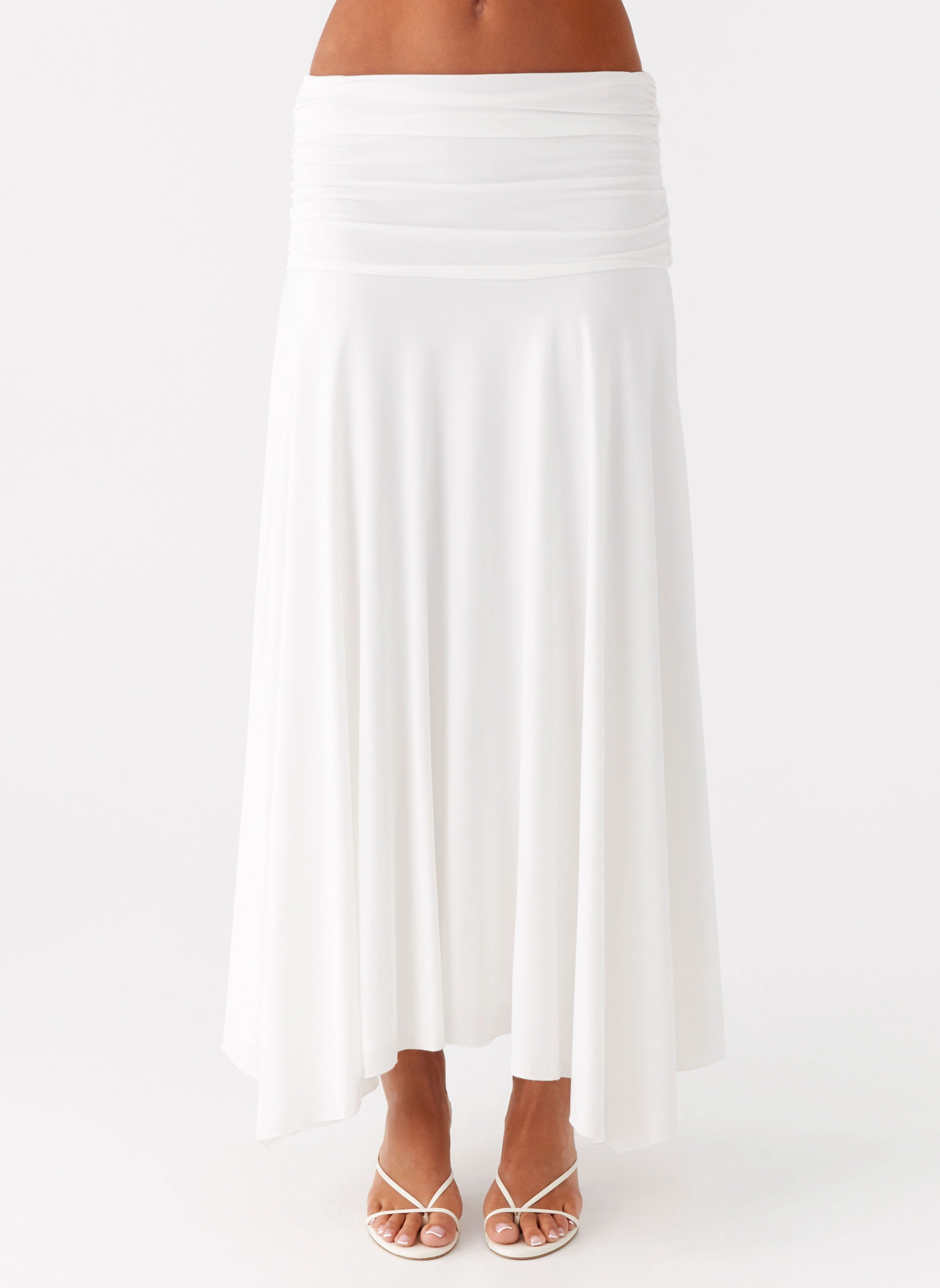 Liana Ruched Maxi Skirt - White Fair trade Department Store Style