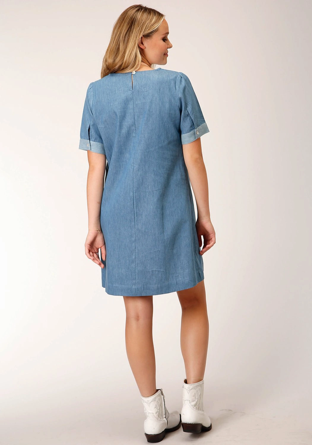 Occasion Wear Daily Silhouette Roper Womens Denim Western Blue 100% Cotton S/S Dress