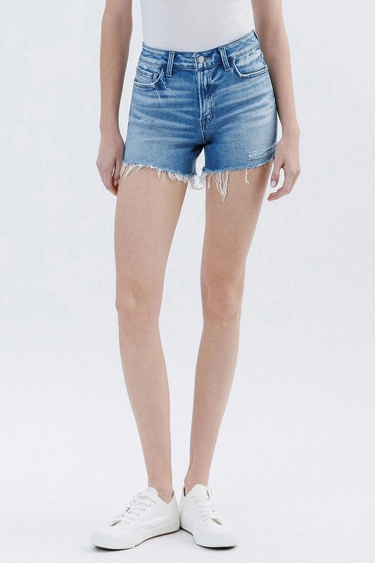 Wendy High Rise Raw Side Step Hem Shorts XS-L Eco Friendly Fashion Lover Morning Stroll Daily Style