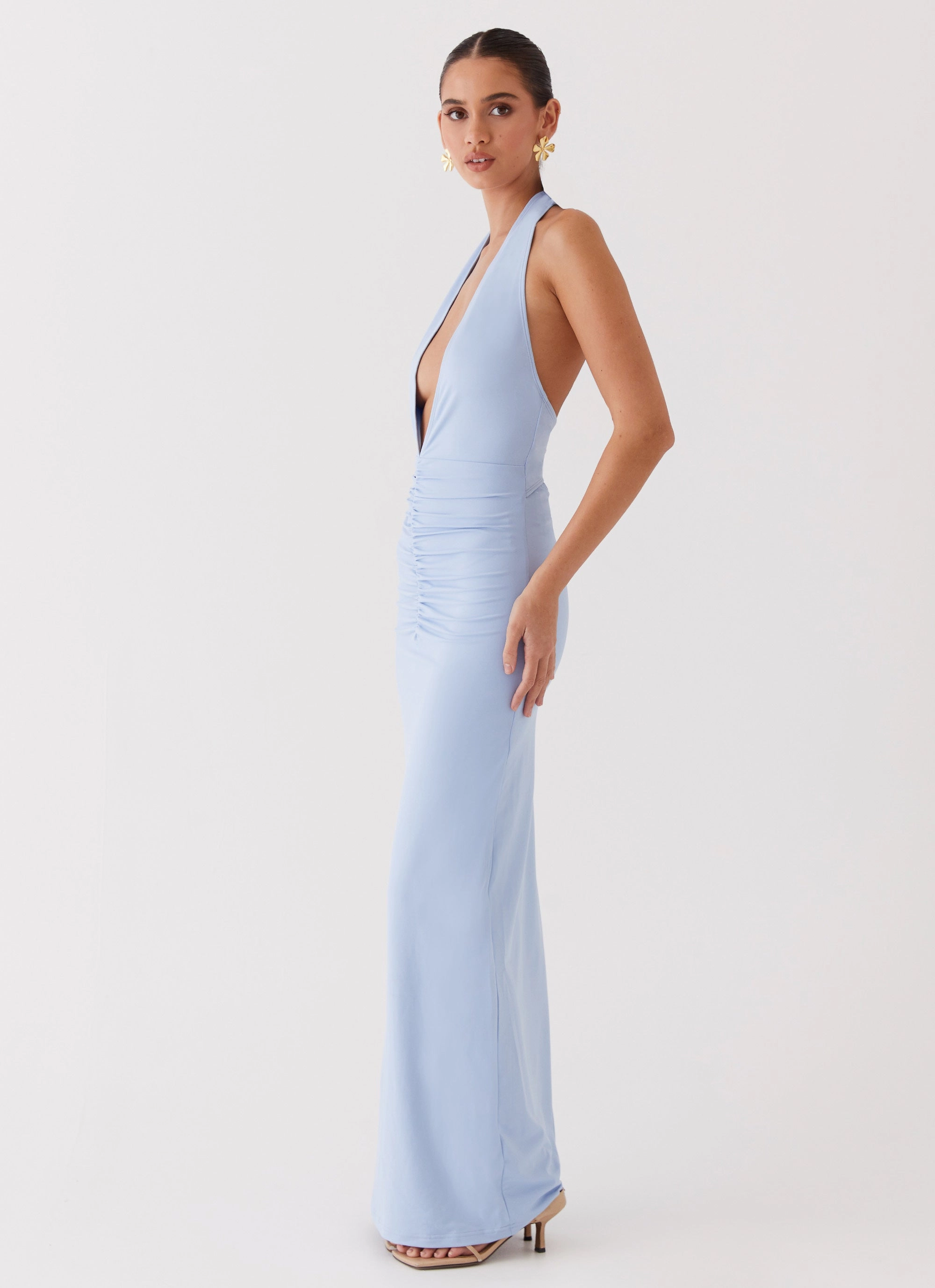 Vibrant color dress Sheer Light Whisked Away Halterneck Maxi Dress - Blue