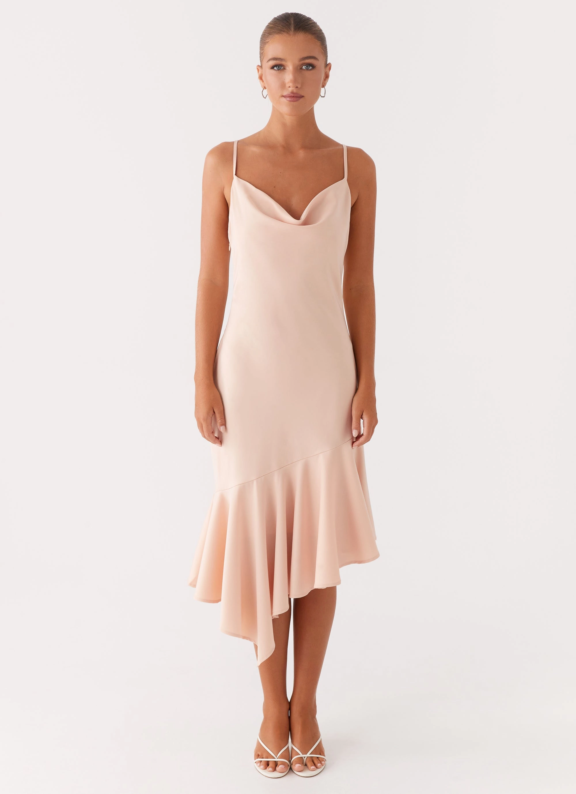 Korby Midi Dress - Pink Ruffle-Detail Flattering Shape Design