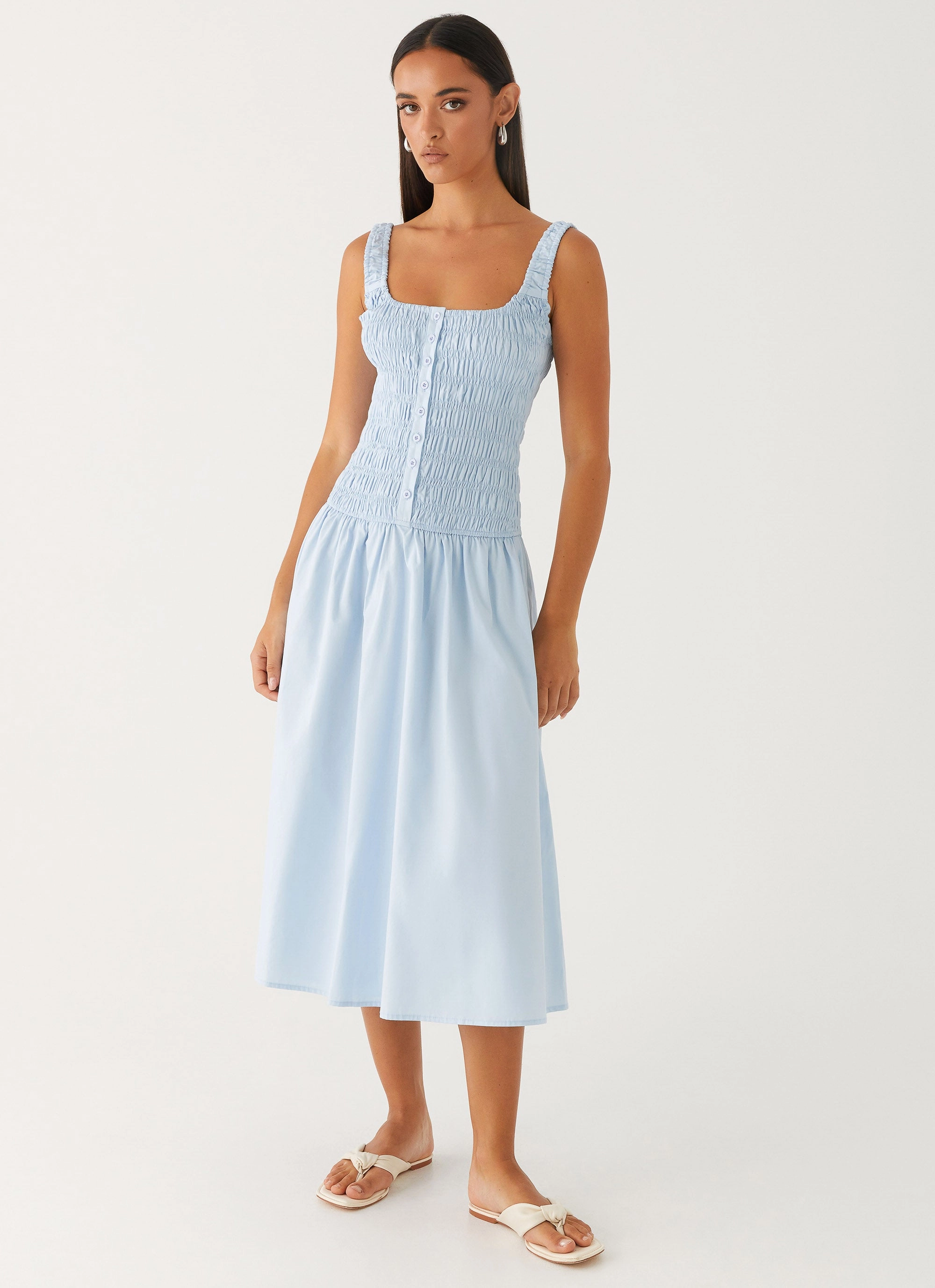 BreathableLining Festival Mood Wildflower Midi Dress - Blue