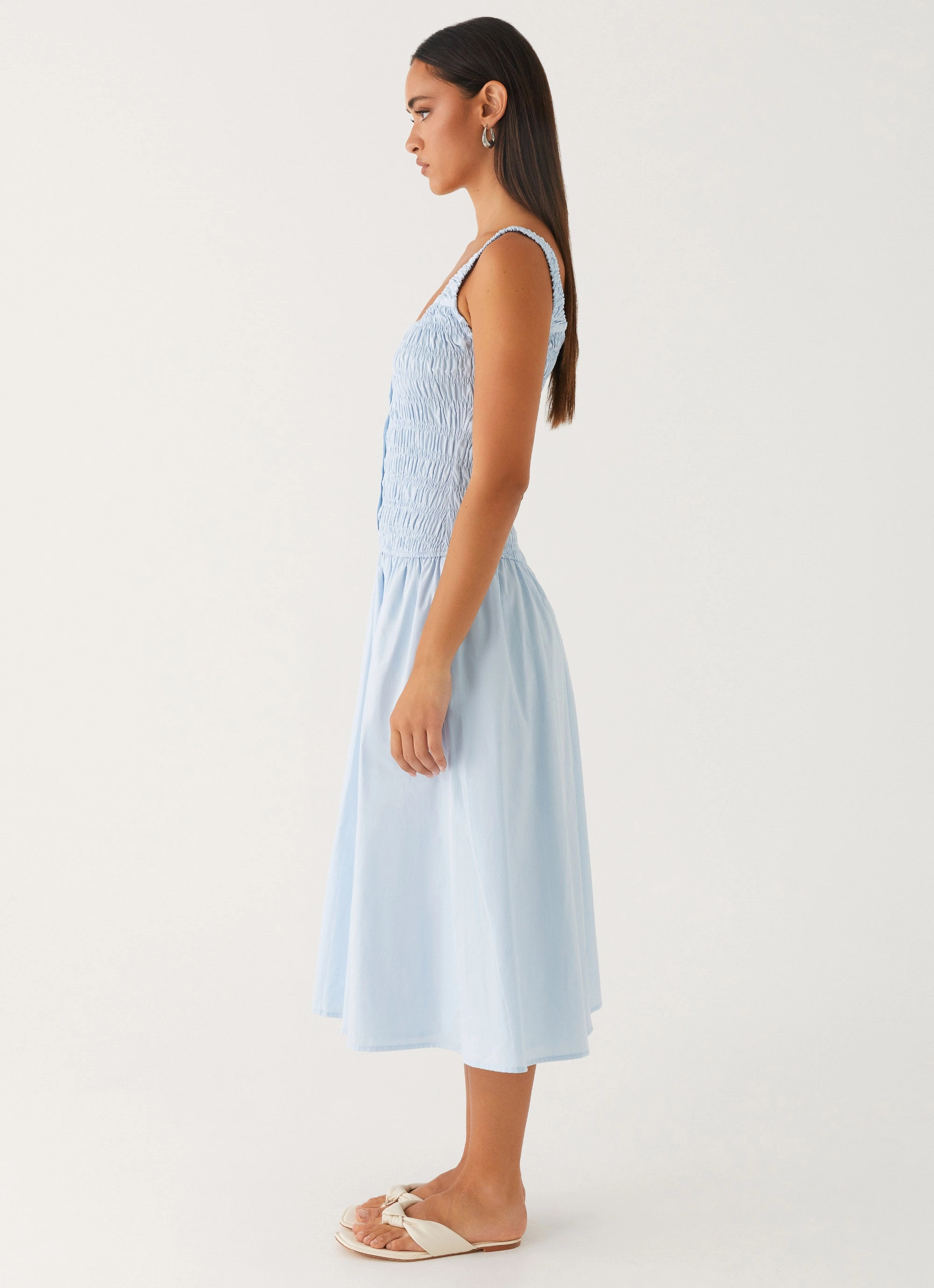 Wildflower Midi Dress - Blue Shine Skin Polite Color
