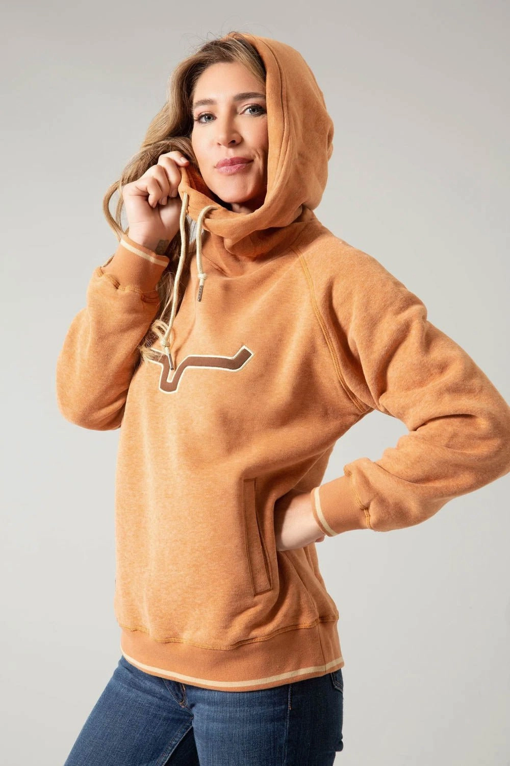 Kimes Ranch Womens Two Scoops Rust Cotton Blend Hoodie SlimSilhouette Durable Corrosion Resistant Zippers