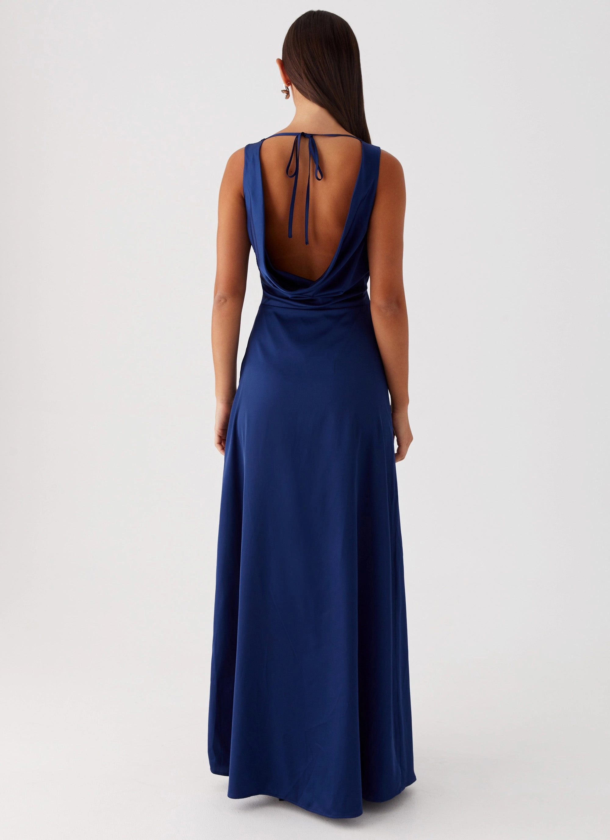 Winnie Cowl Back Maxi Dress - Navy Chilly Weather Coat