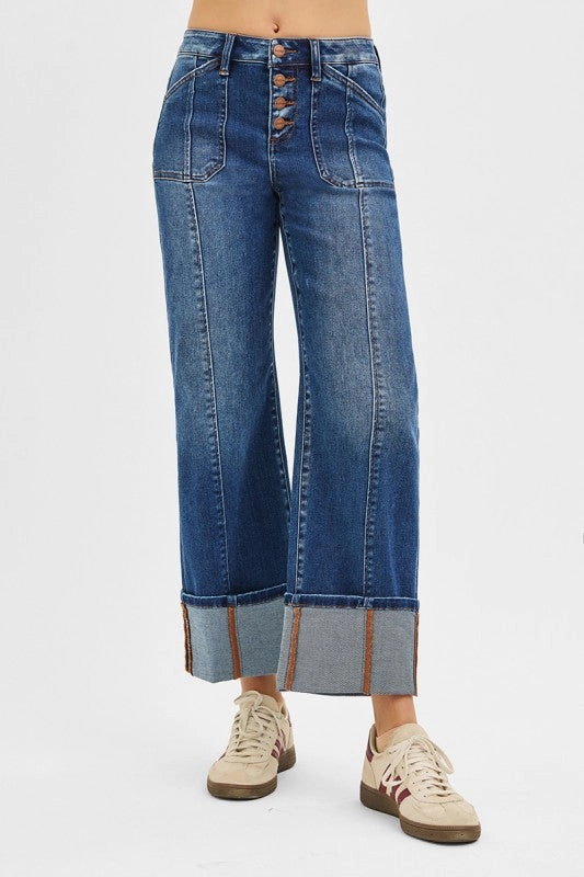 Body Fit Ready Winnie High Rise Crop Wide Straight Cuffed Jeans