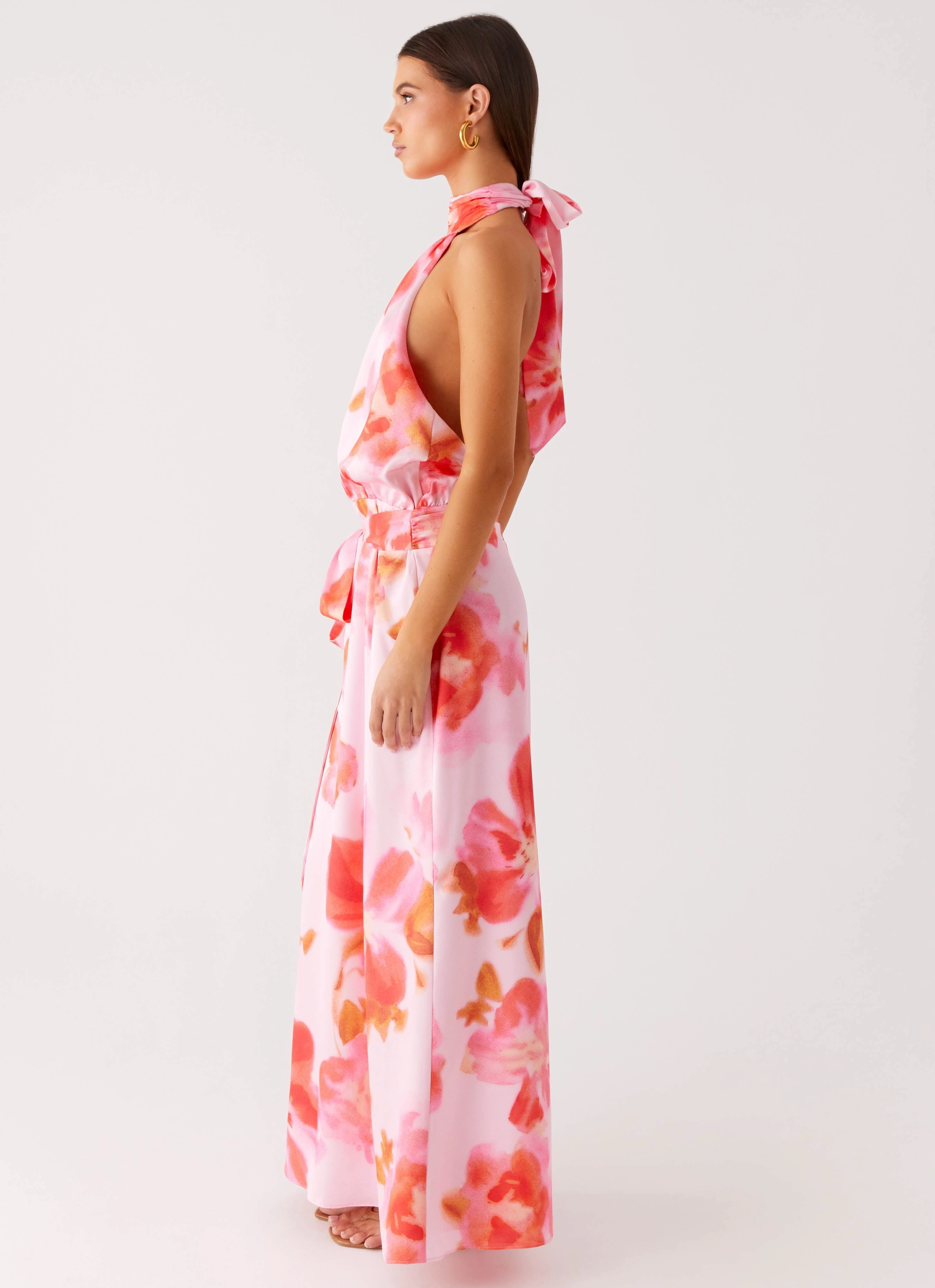 Diablo Backless Maxi Dress - Blushing Blossom Long Sleeve Jacket