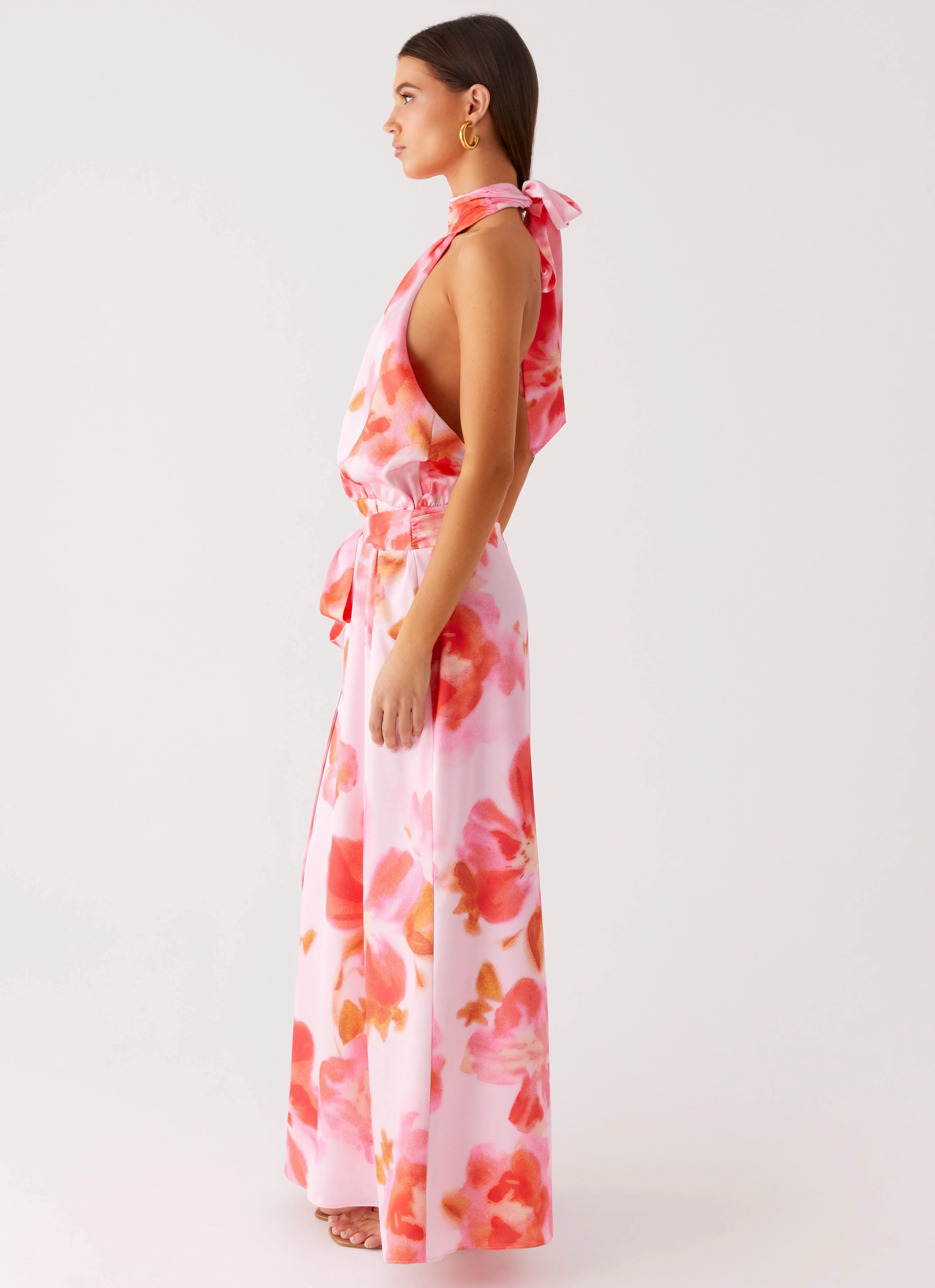 Diablo Backless Maxi Dress - Blushing Blossom Versatile Winter Outerwear