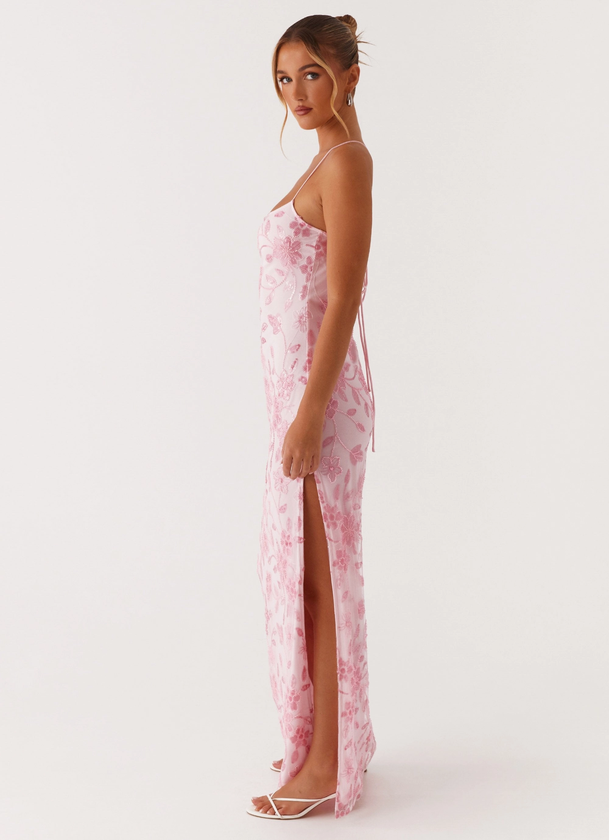 Modern Coat Trendy Must Have Bright Lights Beaded Maxi Dress - Pink
