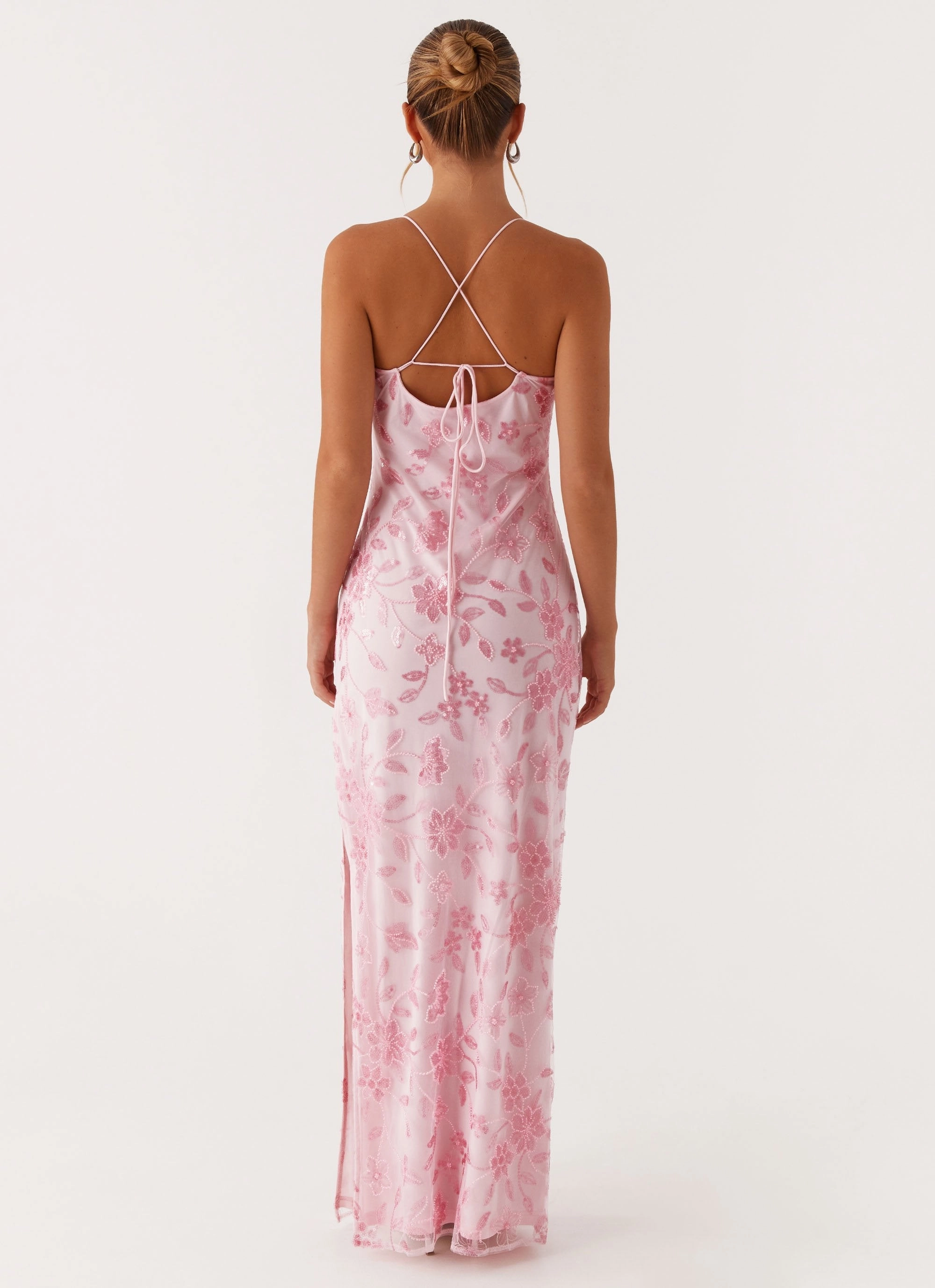 Bright Lights Beaded Maxi Dress - Pink Classic Outerwear