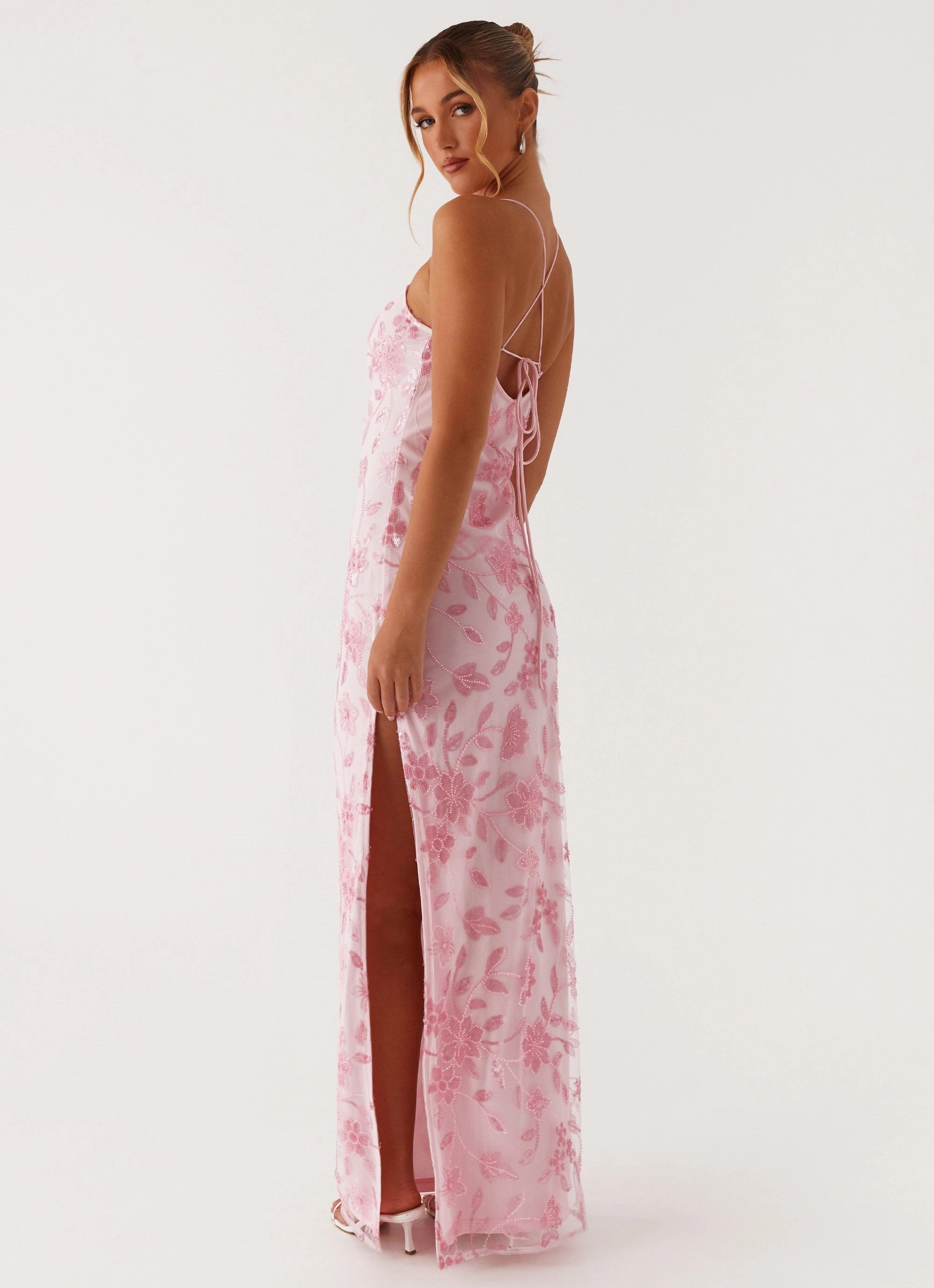 Bright Lights Beaded Maxi Dress - Pink All-Weather Protection