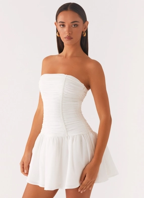 Meadow Dreams Mini Dress - White Elegant Evening Trendy Outerwear