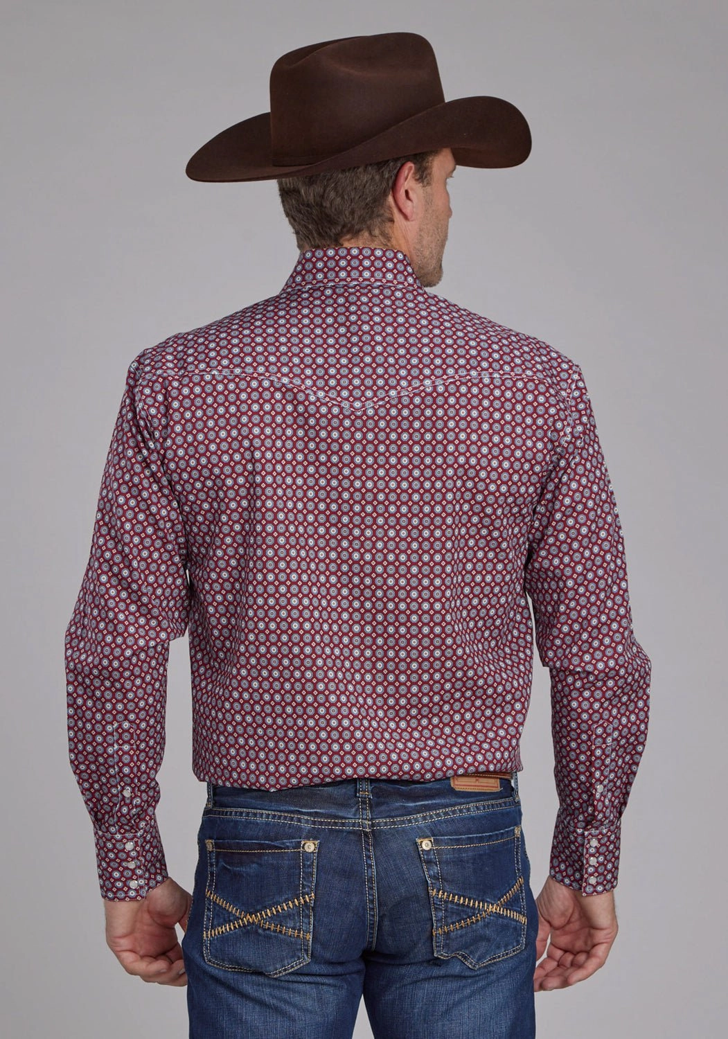 Bold Pattern Holiday Gift Roper Mens 2153 Highway Foulard Red 100% Cotton Tall L/S Shirt