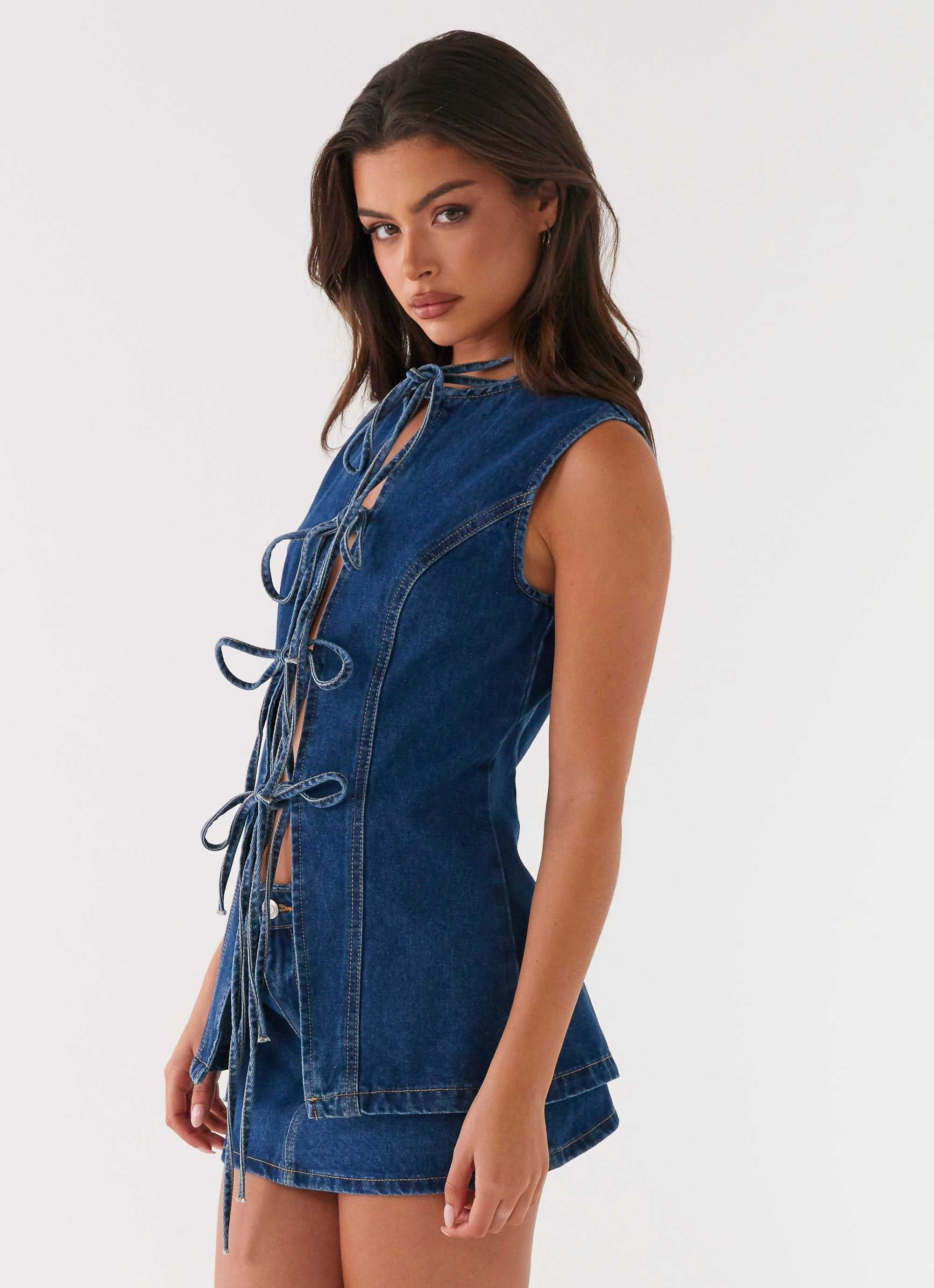 FlexibleSole Wish You Luck Denim Top - Dark Blue