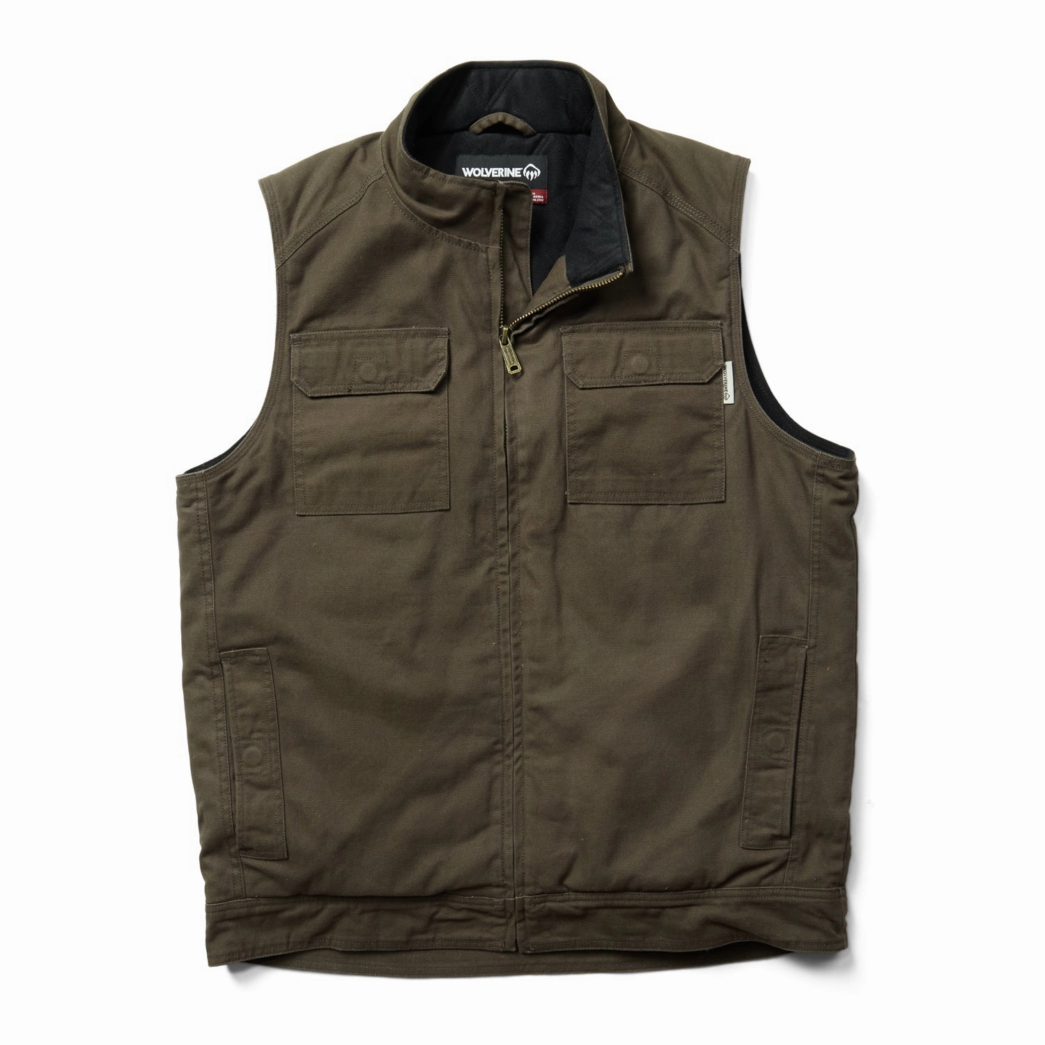 Business Attire Wolverine Mens Black Olive 100% Cotton Lockhart Vest