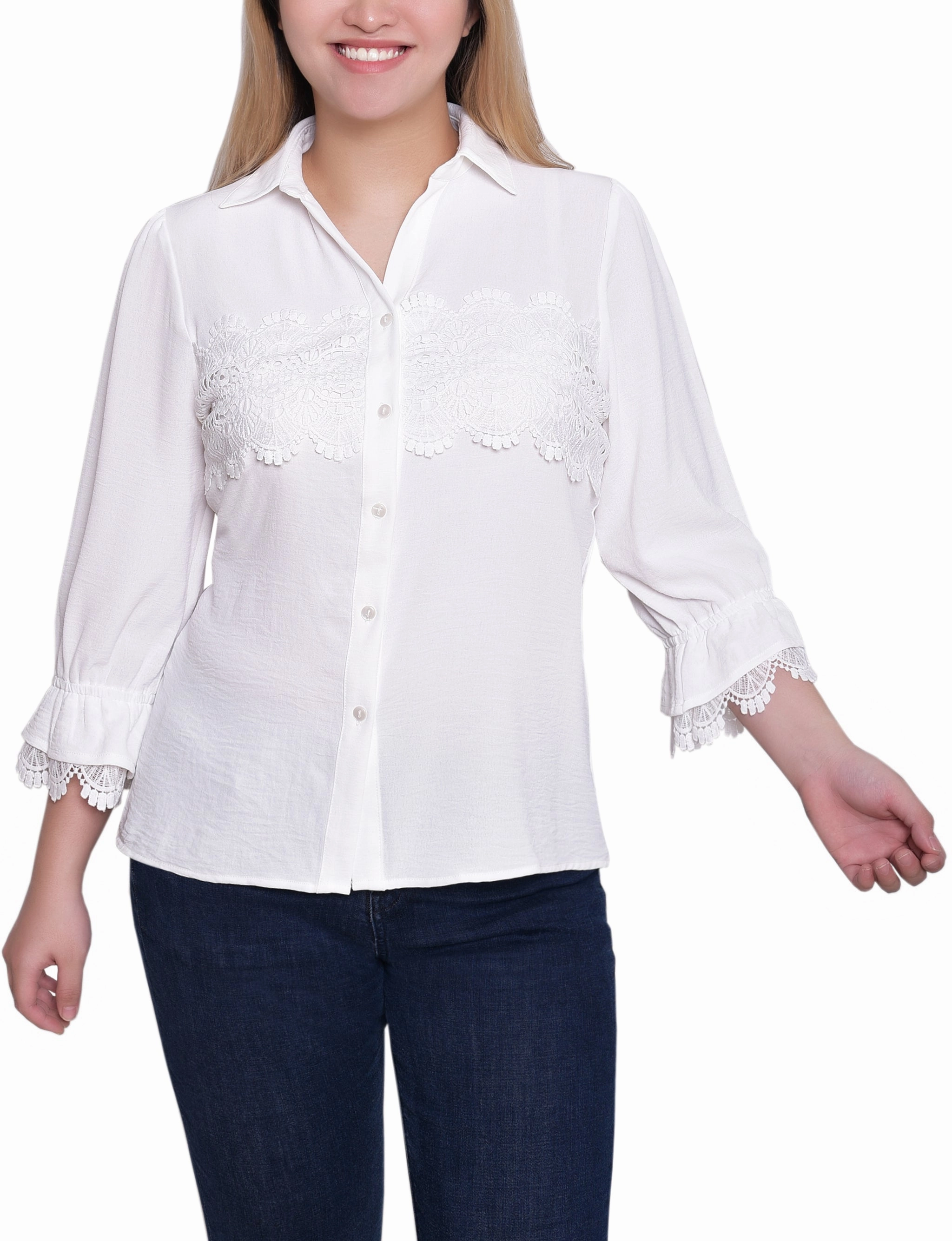3/4 Sleeve Blouse With Lace Details NonToxic Certification