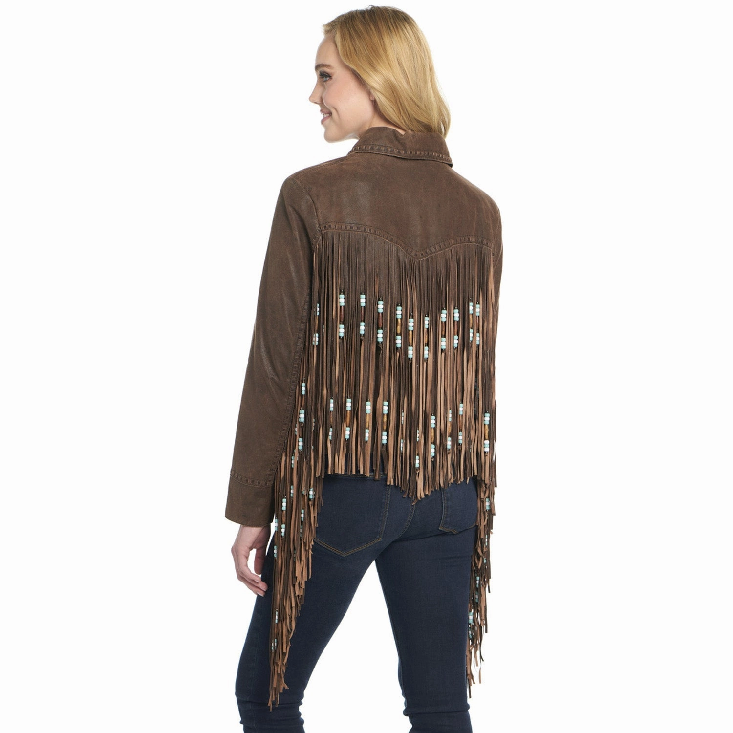 Odor Control Fibers Cripple Creek Womens Hand-Laced Bone Pipe Classic Coffee Leather Leather Jacket