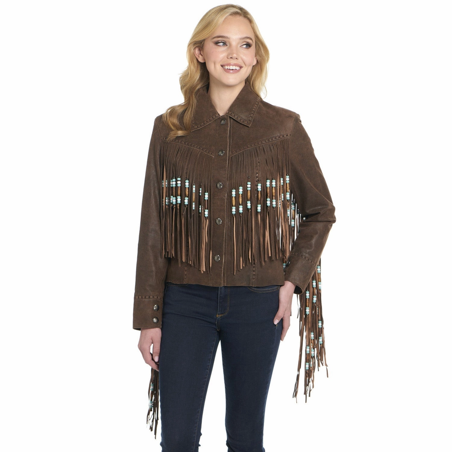 Cripple Creek Womens Hand-Laced Bone Pipe Classic Coffee Leather Leather Jacket Odor Resistant Finish