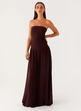 Covia Strapless Maxi Dress - Dark Chocolate Office Shape Weekend Casual