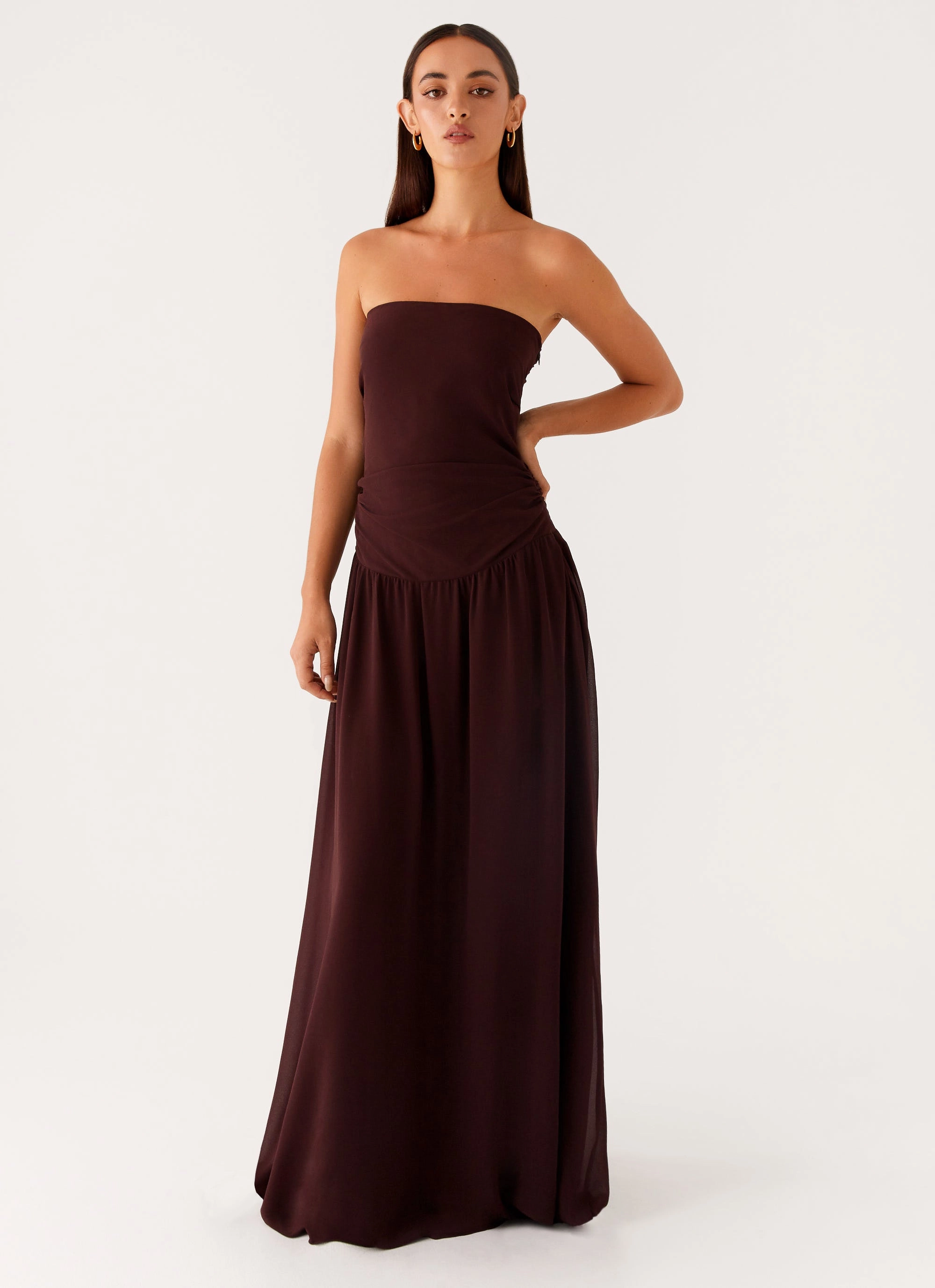 Covia Strapless Maxi Dress - Dark Chocolate Office Shape Weekend Casual
